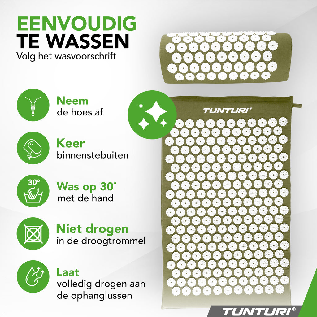 Tunturi Acupressure Mat And Pillow, Army Green afbeelding 6