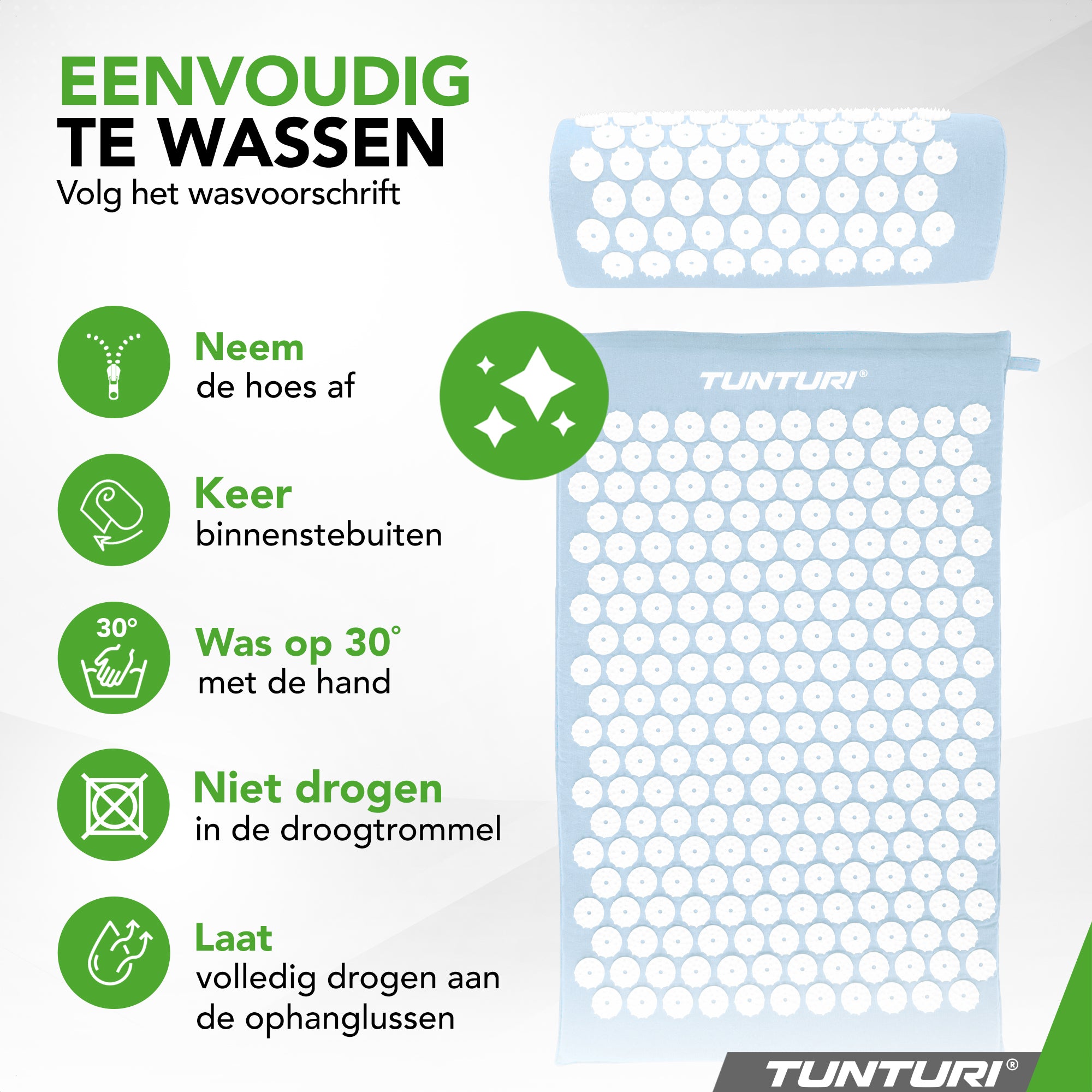 Tunturi Acupressure Mat And Pillow, Light Blue afbeelding 6