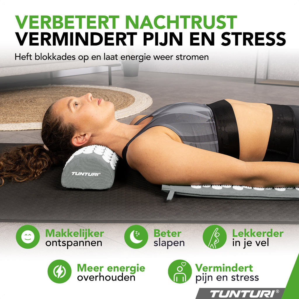 Tunturi Acupressure Mat And Pillow, Grey afbeelding 2