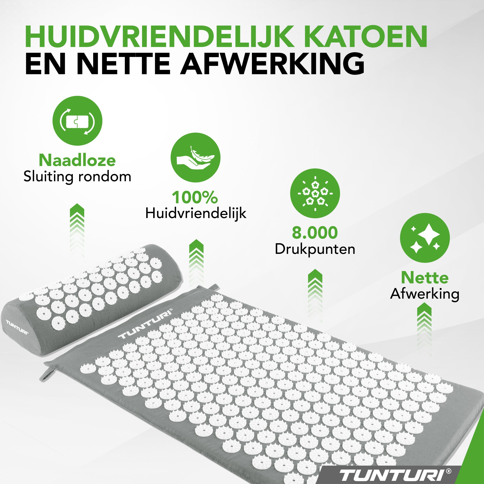Tunturi Acupressure Mat And Pillow, Grey afbeelding 5