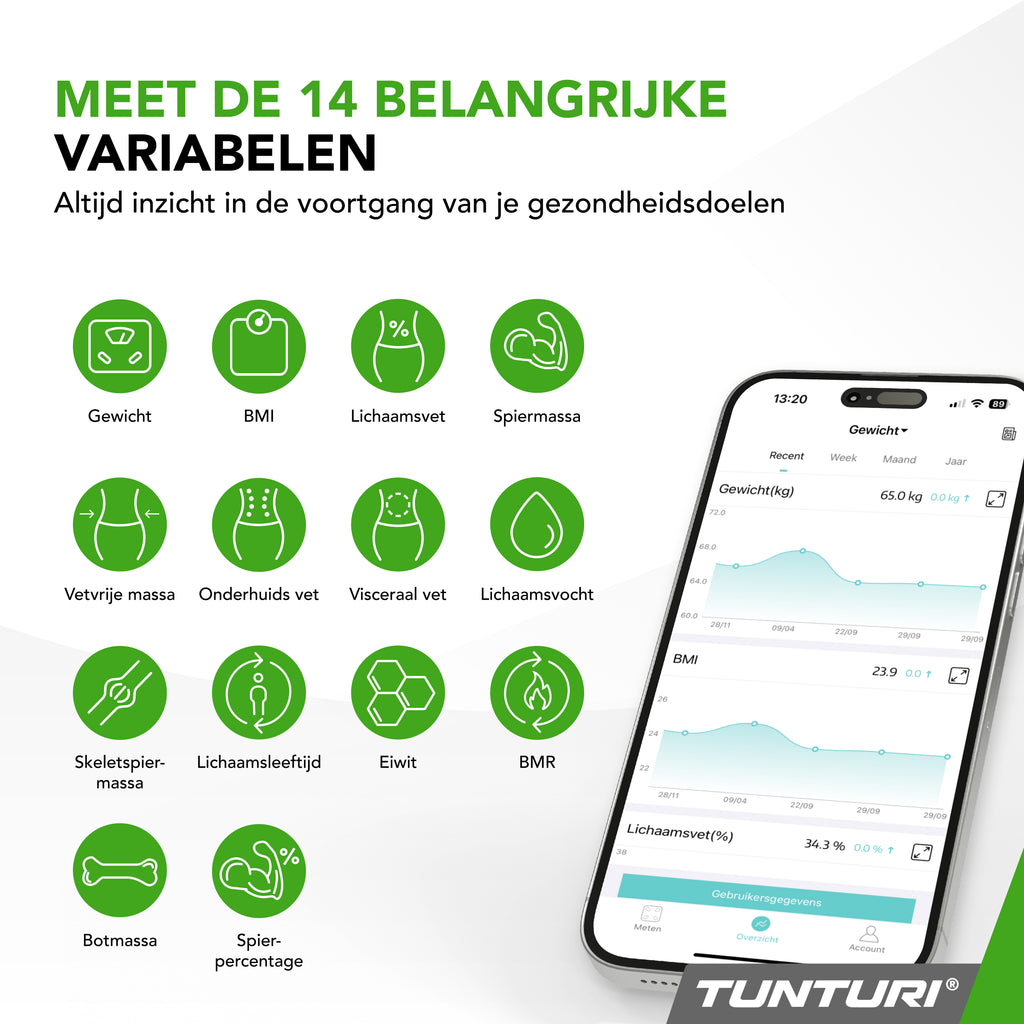Tunturi SC30 Smart Scale, White afbeelding 6