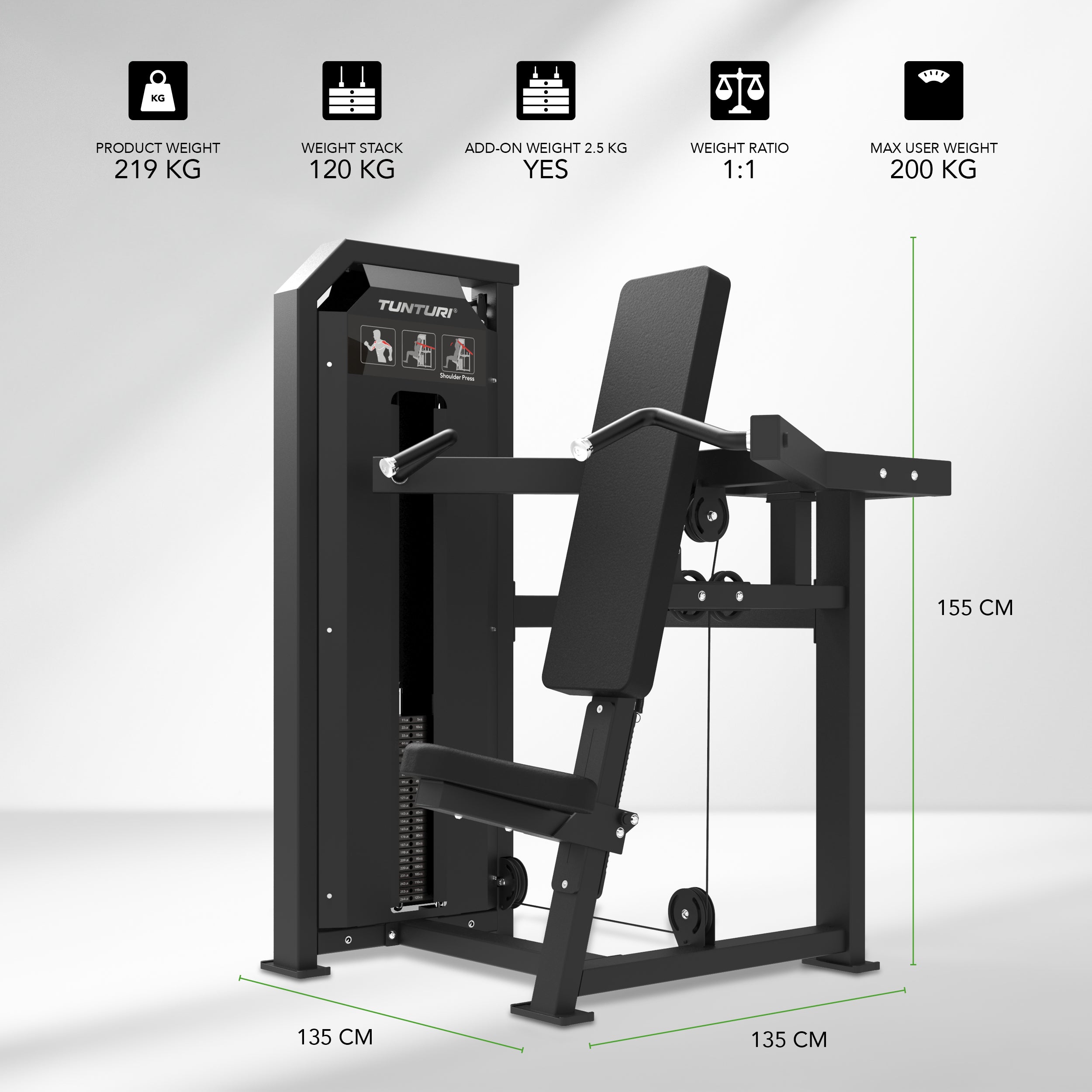 Tunturi Platinum - Shoulder press - Selectorized - V-series afbeelding 2