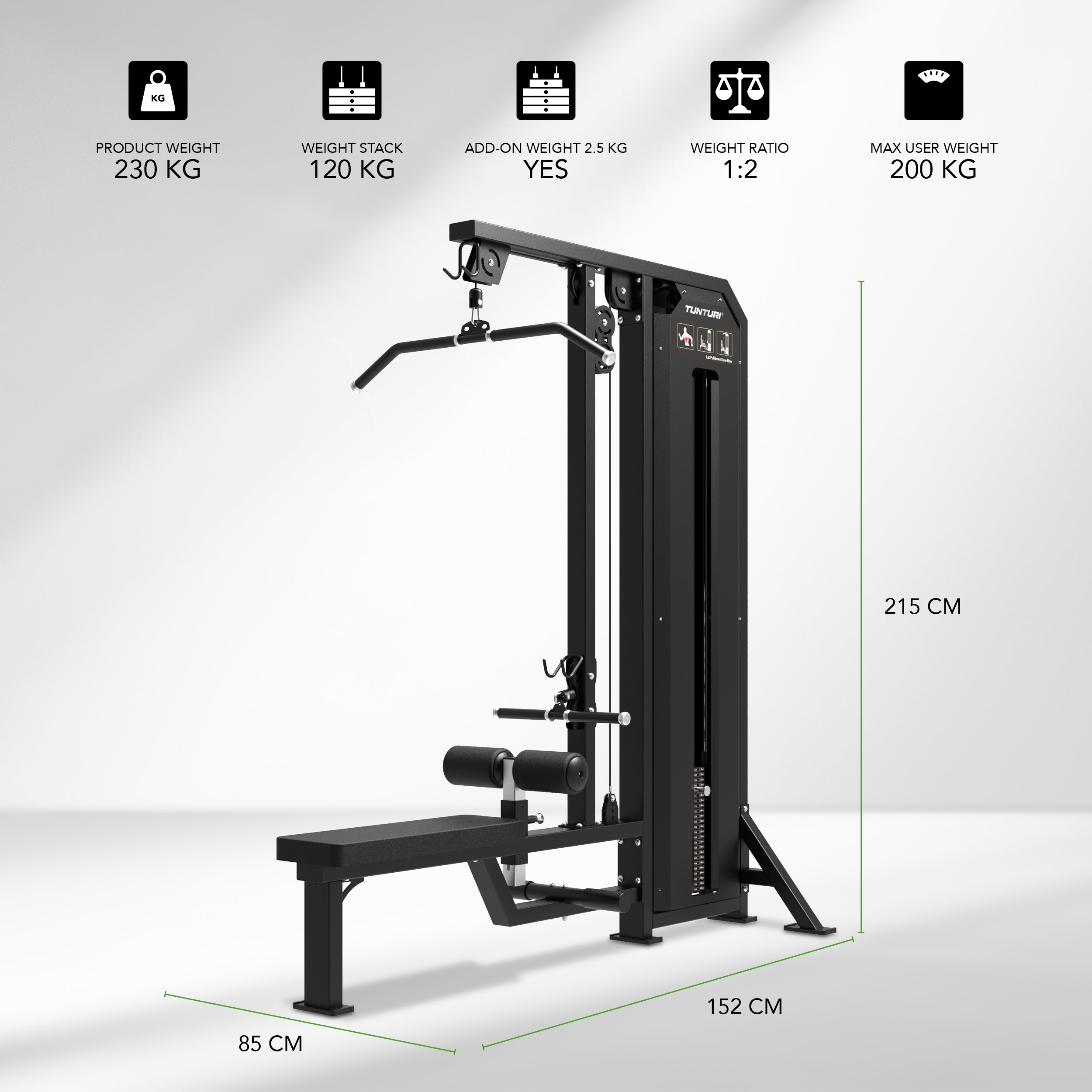 Tunturi Platinum - Dual Lat Pulldown/Low row - Selectorized - V-series afbeelding 2