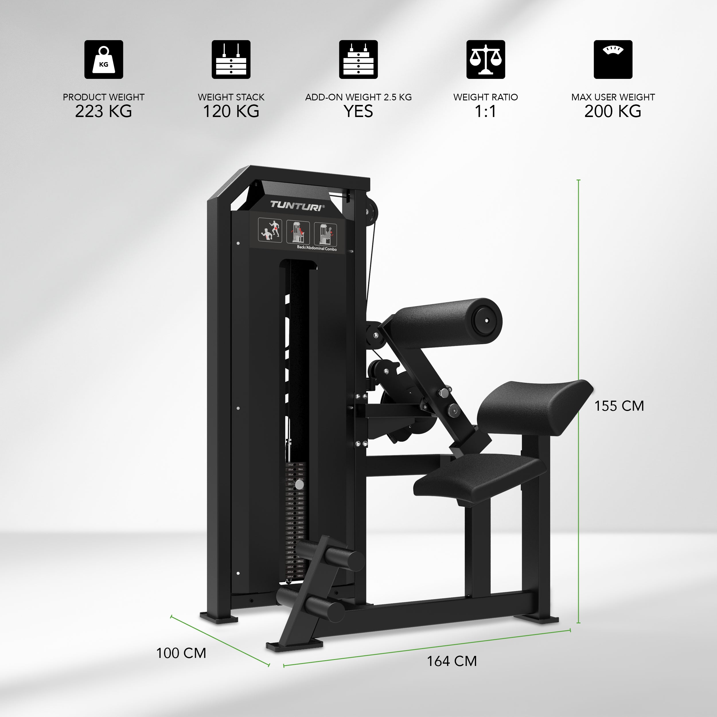 Tunturi Platinum - Dual Back/Abdominal Combo - Selectorized - V-series afbeelding 2