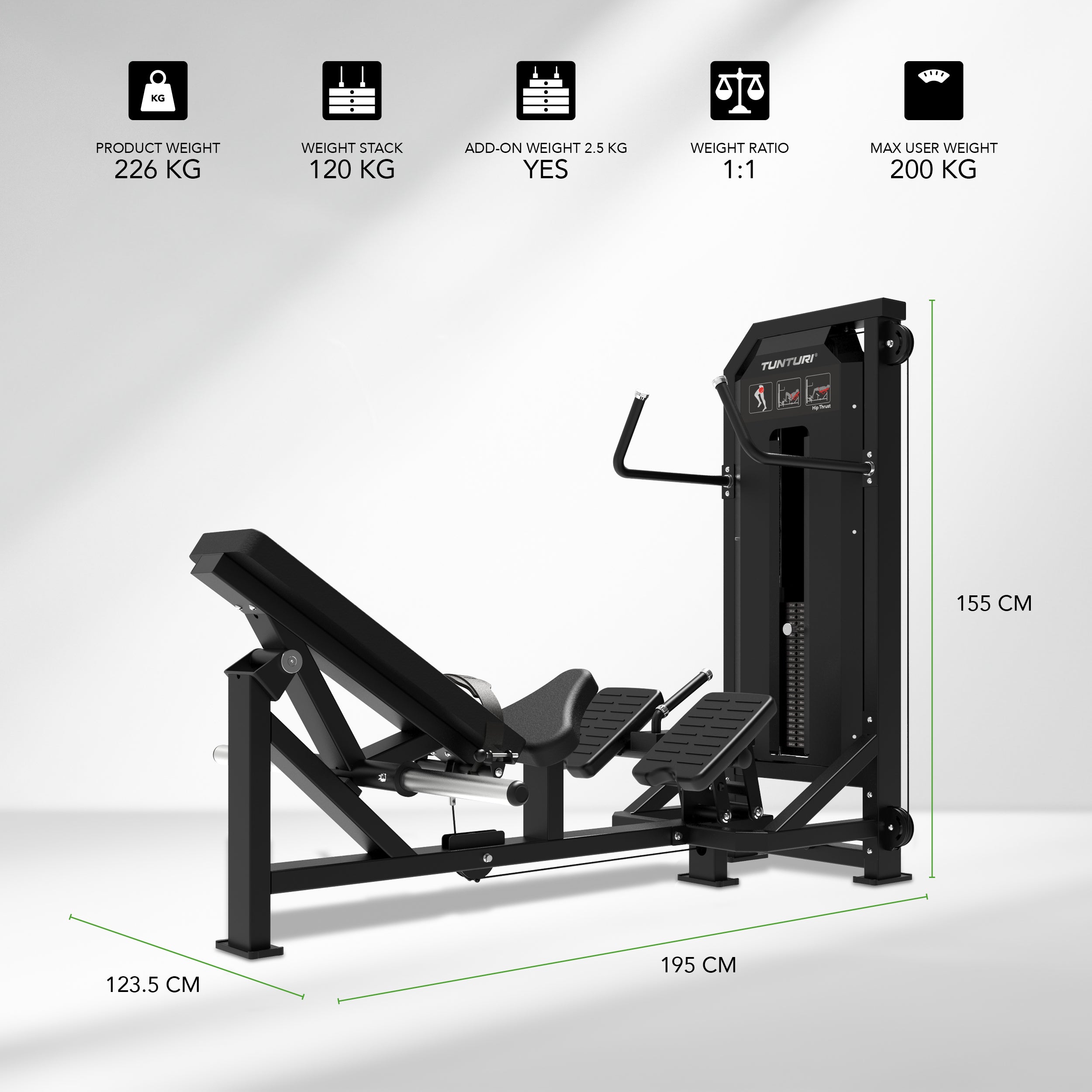 Tunturi Platinum - Hip Thrust - Selectorized - V-series afbeelding 2