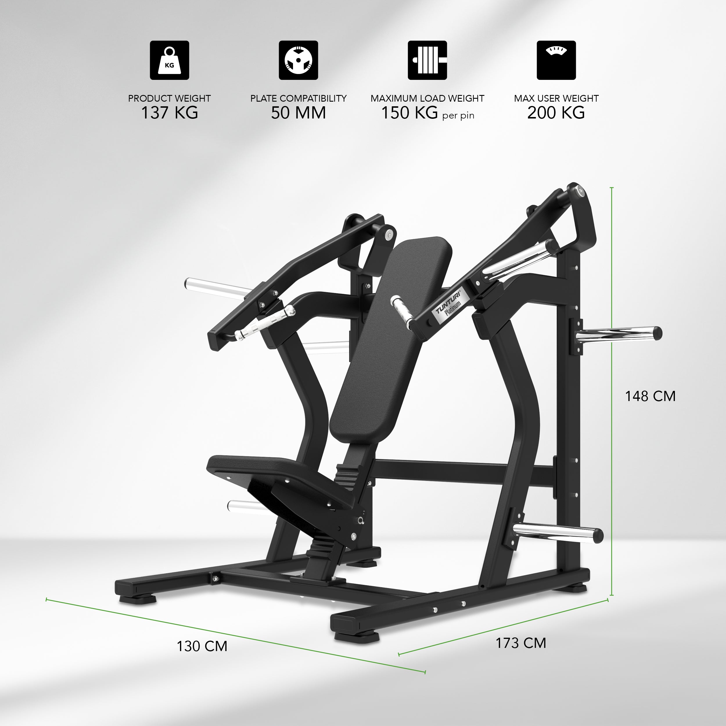 Tunturi Platinum - Incline Chest Press - Plate loaded - V-series afbeelding 2