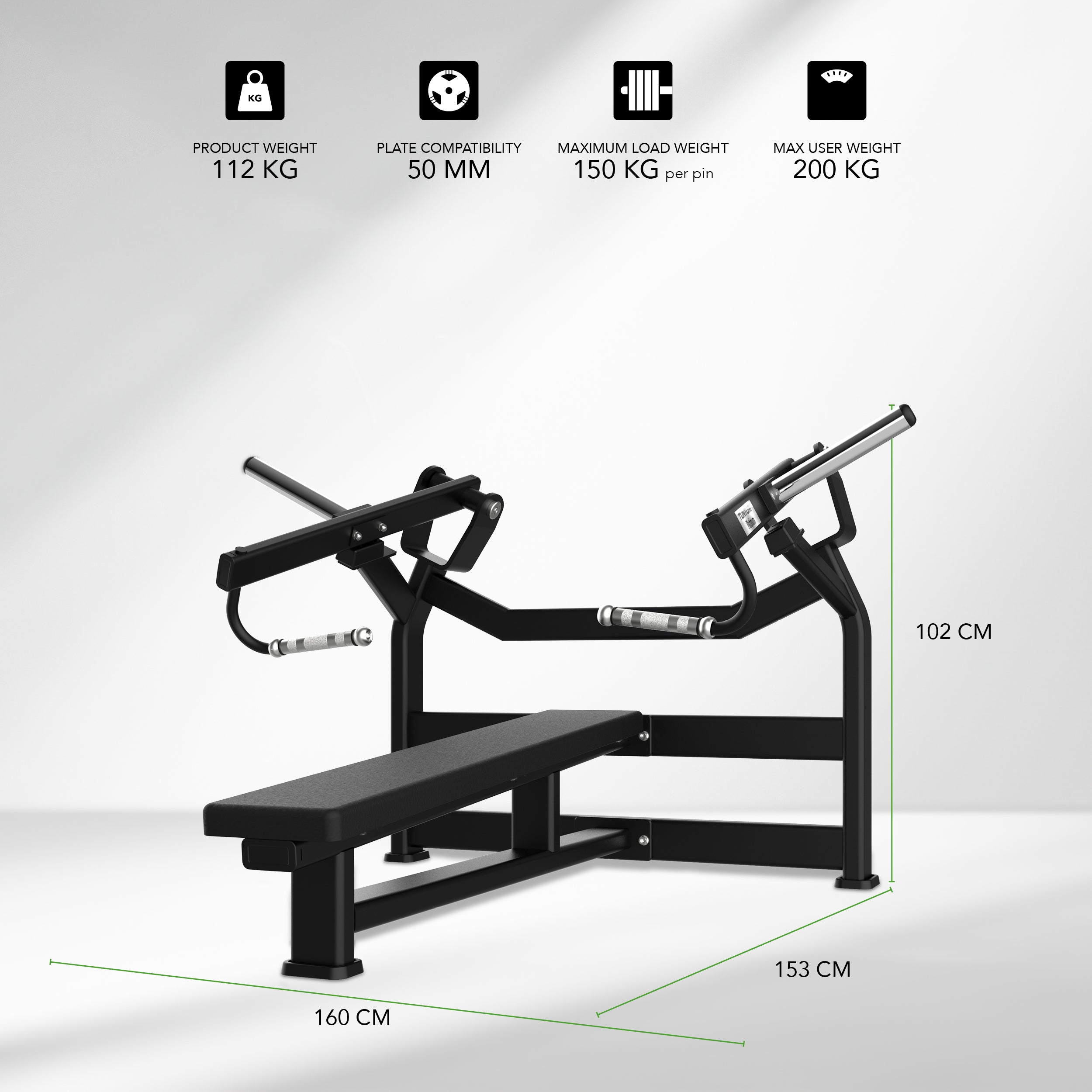 Tunturi Platinum - Horizontal Chest Press - Plate loaded - V-series afbeelding 2