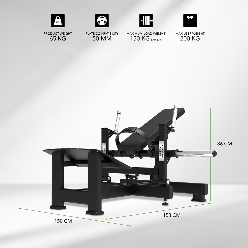 Tunturi Platinum - Hip Thrust - Plate loaded - V-series afbeelding 2