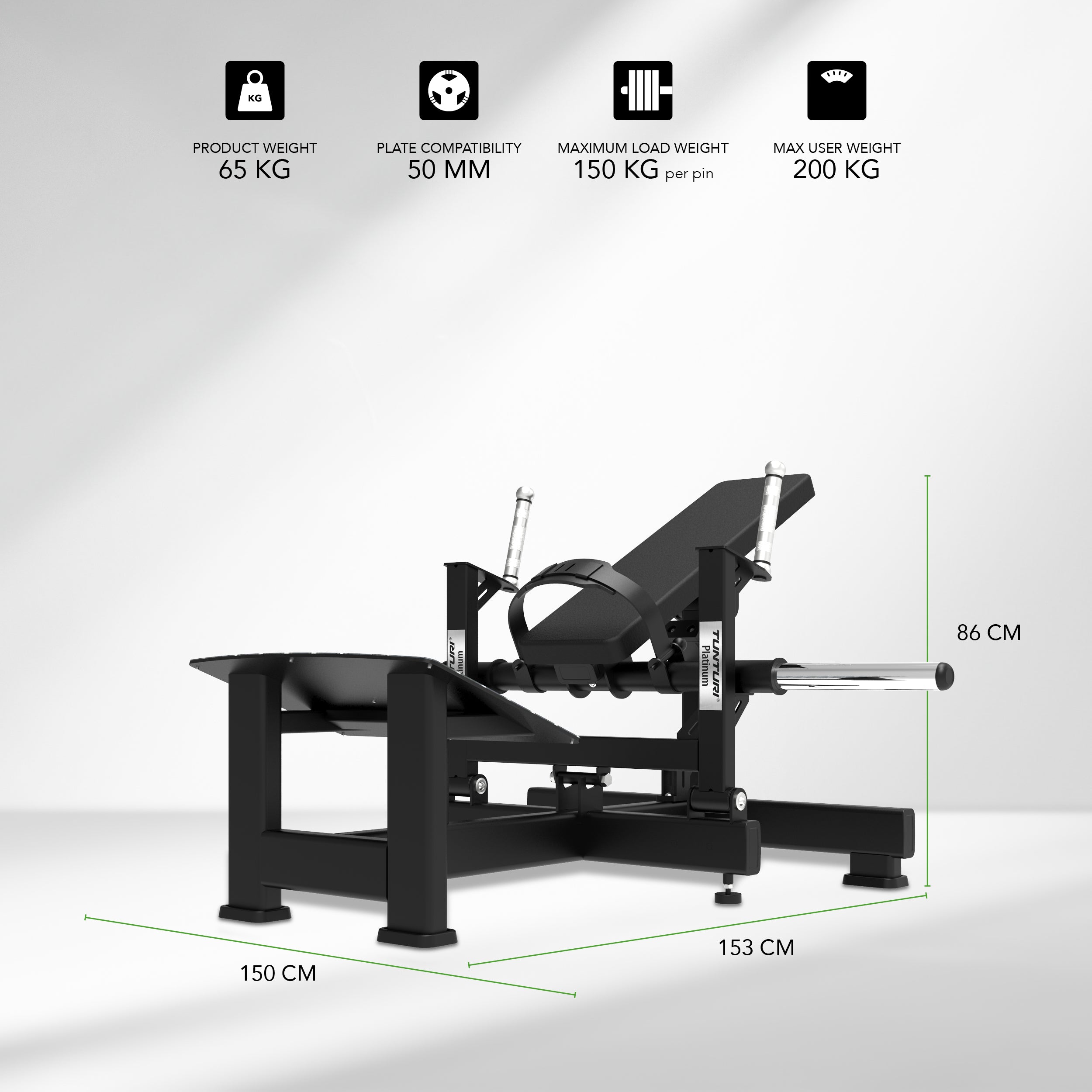 Tunturi Platinum - Hip Thrust - Plate loaded - V-series afbeelding 2