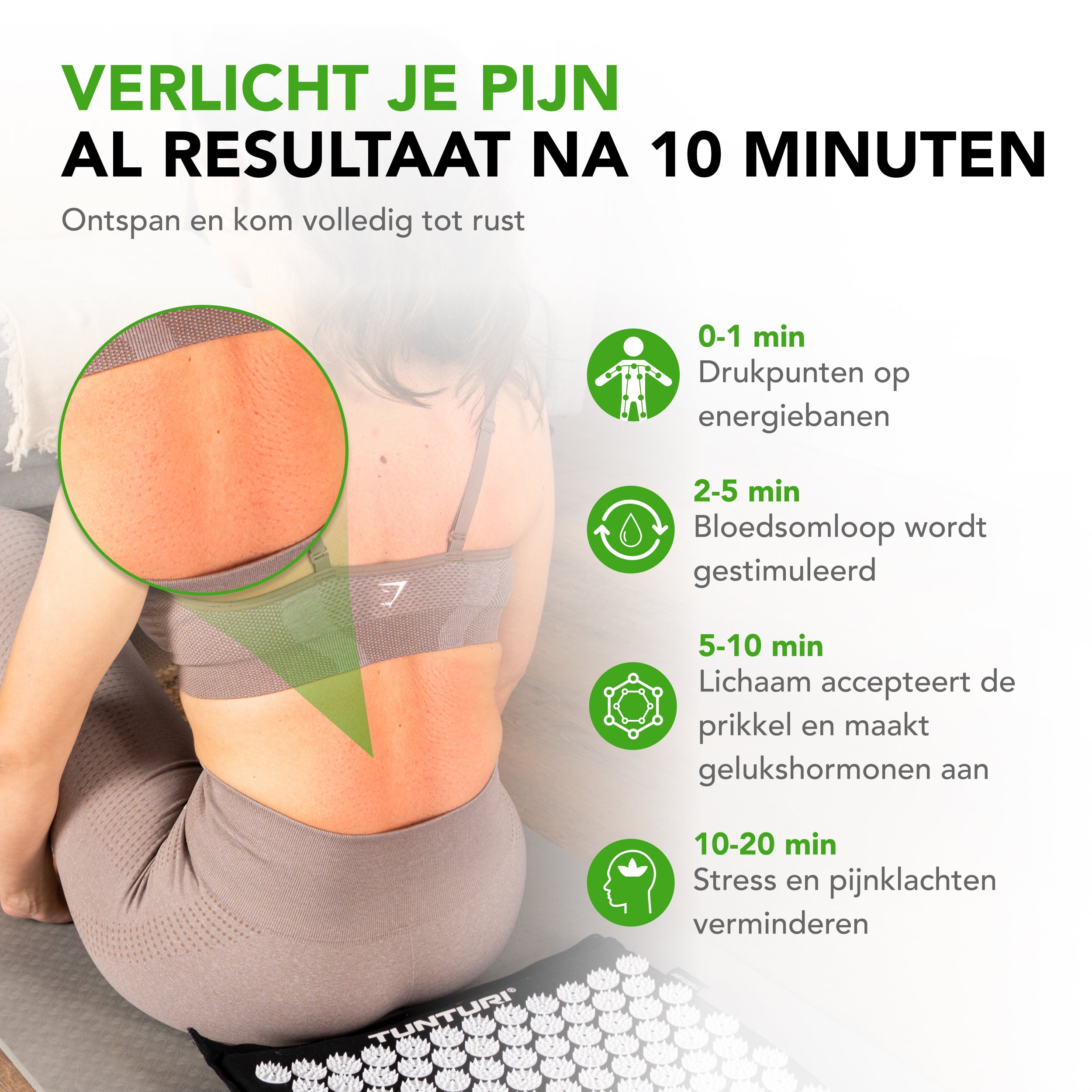 Tunturi Pro Acupressure Mat And Pillow, Black afbeelding 2