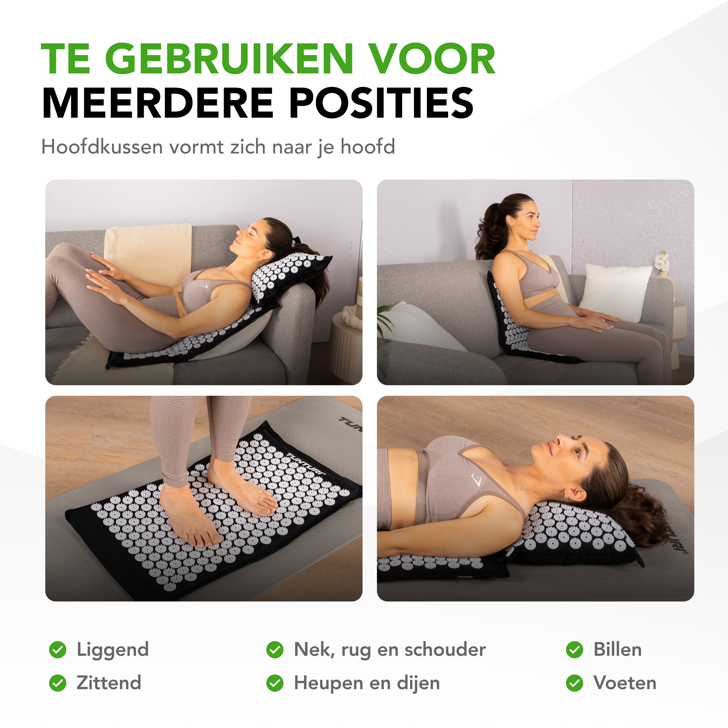 Tunturi Pro Acupressure Mat And Pillow, Black afbeelding 3