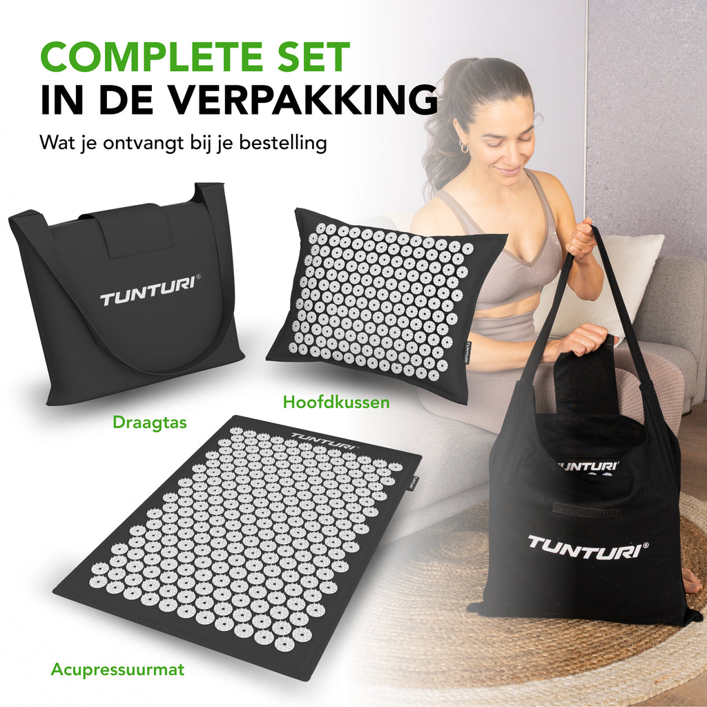 Tunturi Pro Acupressure Mat And Pillow, Black afbeelding 6