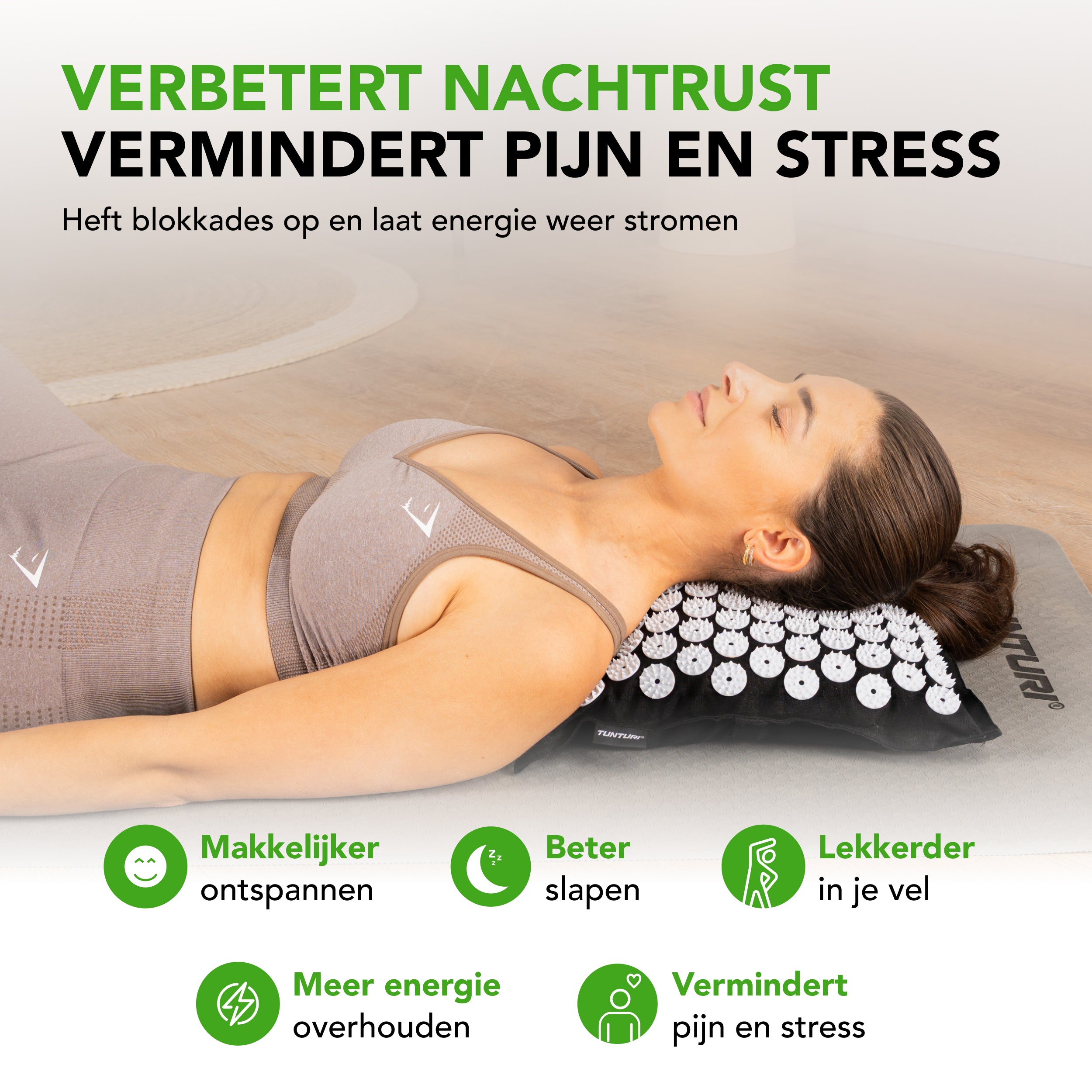 Tunturi Pro Acupressure Mat And Pillow, Black afbeelding 7