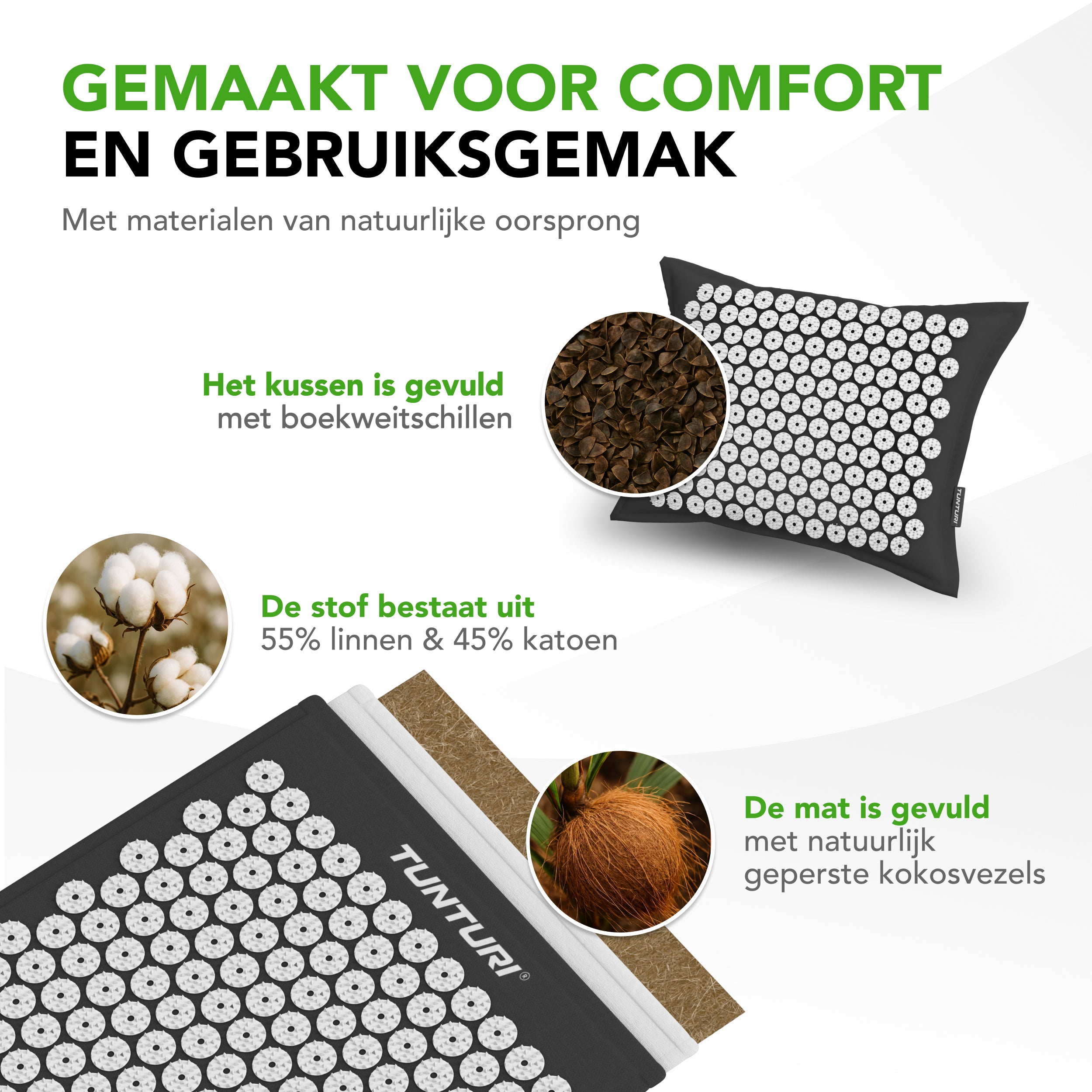 Tunturi Pro Acupressure Mat And Pillow, Black afbeelding 8
