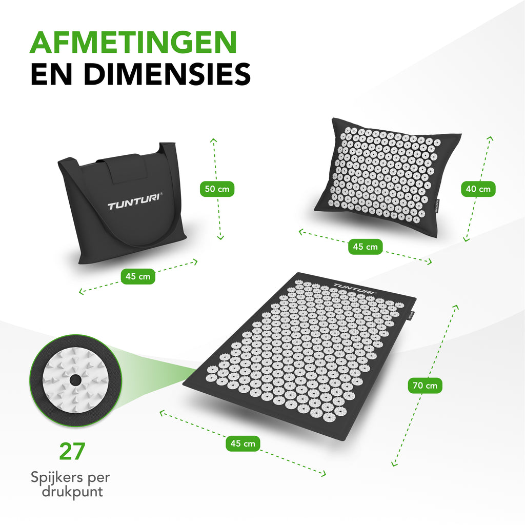 Tunturi Pro Acupressure Mat And Pillow, Black afbeelding 9