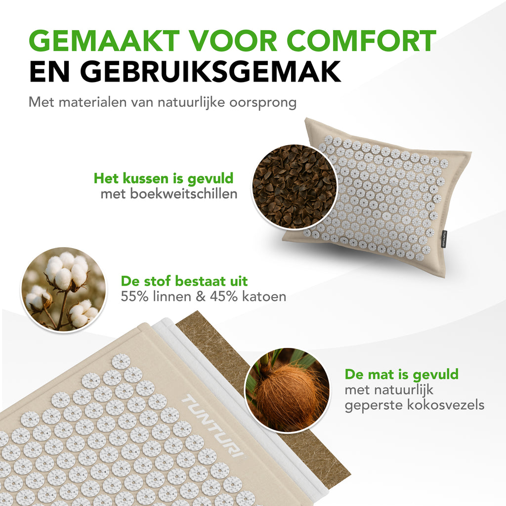 Tunturi Pro Acupressure Mat And Pillow, Beige afbeelding 8