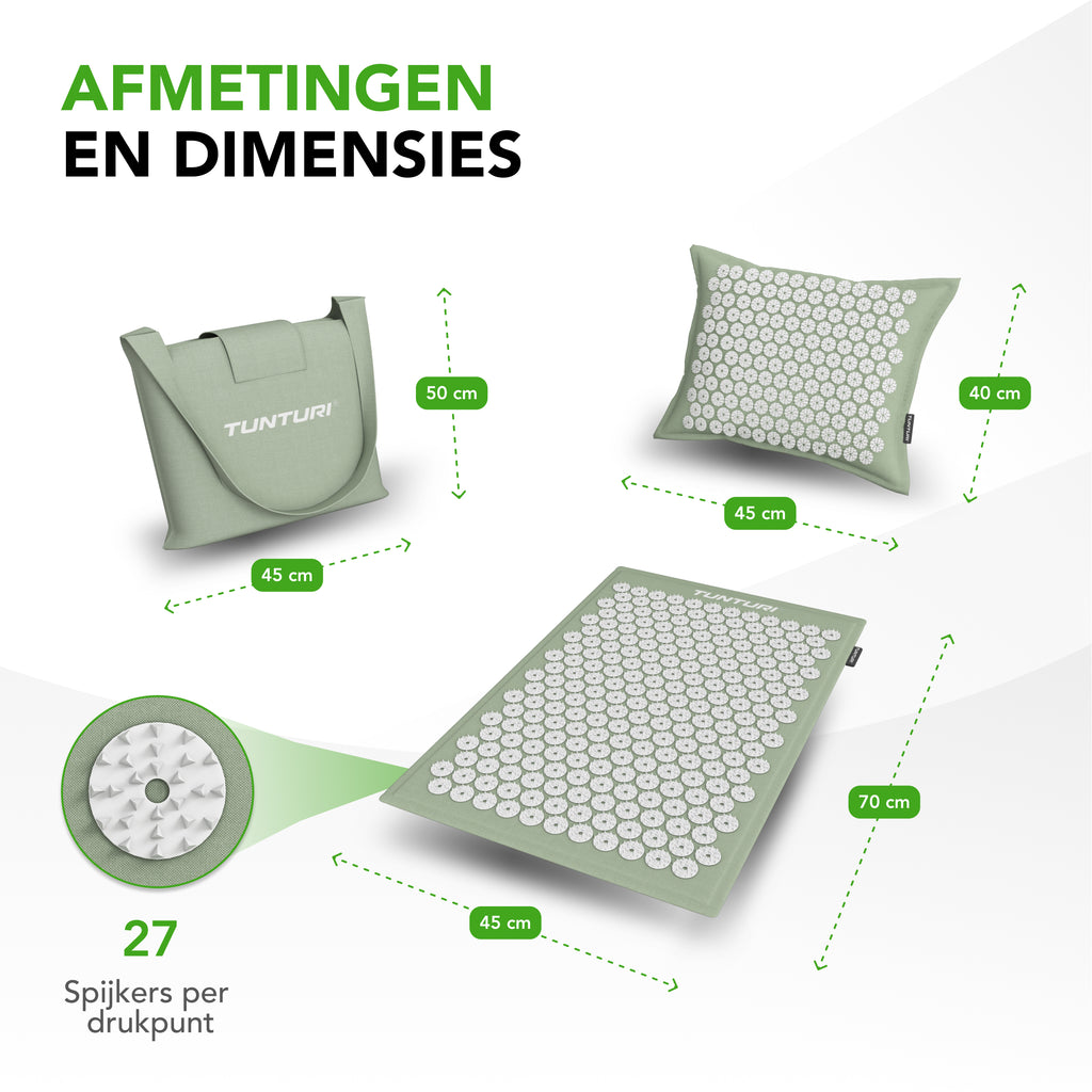 Tunturi Pro Acupressure Mat And Pillow, Mint afbeelding 9