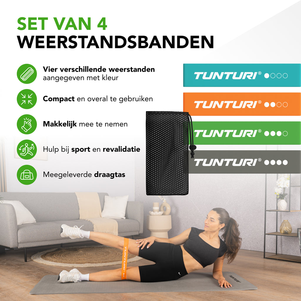 Tunturi Mini Resistance Band Set 4pcs afbeelding 2