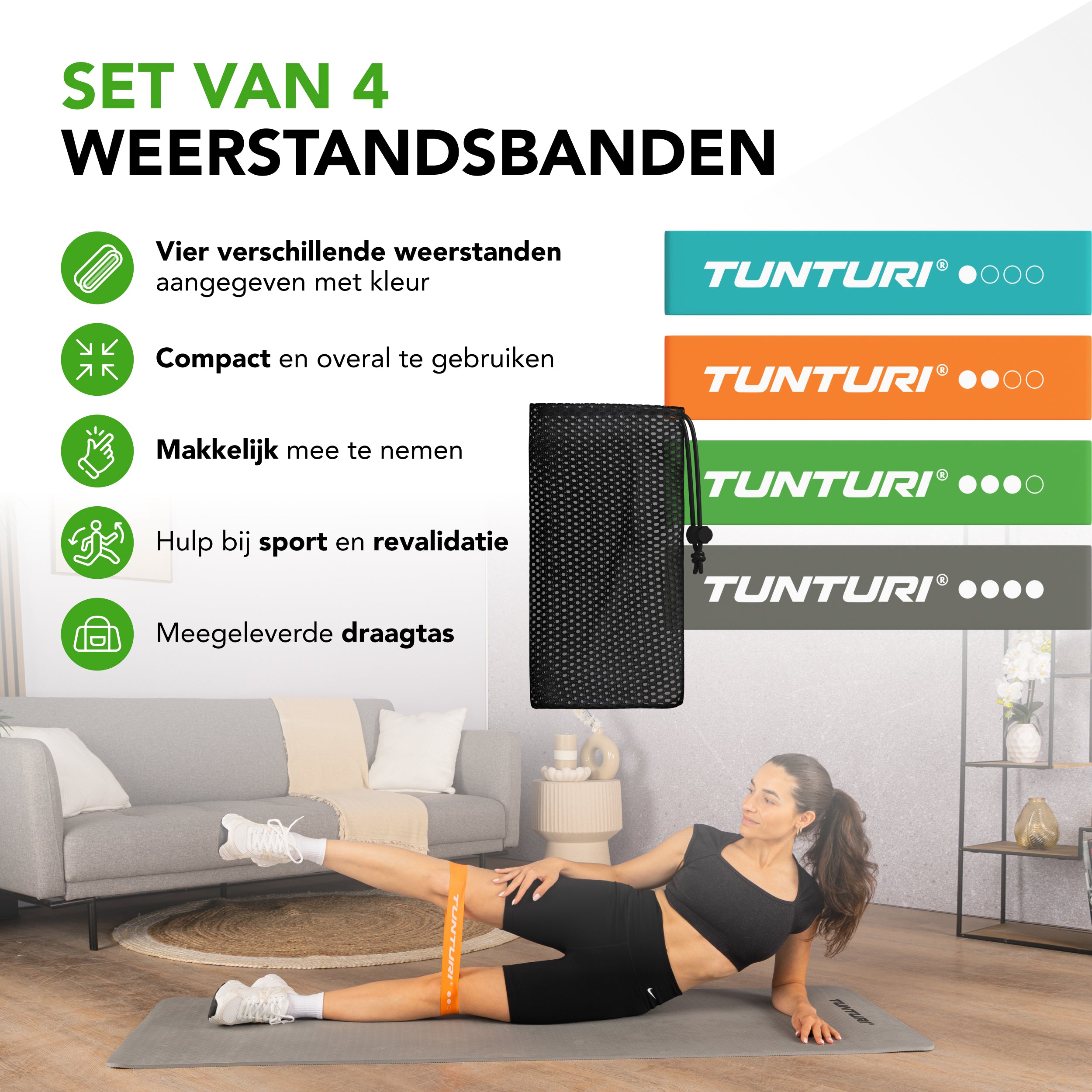 Tunturi Mini Resistance Band Set 4pcs afbeelding 2