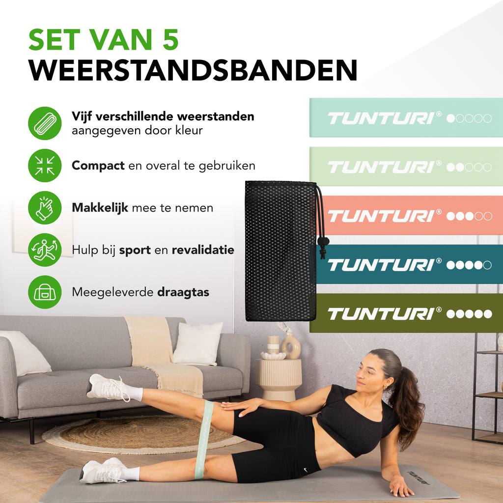 Tunturi Mini Resistance Band Set 5pcs afbeelding 2