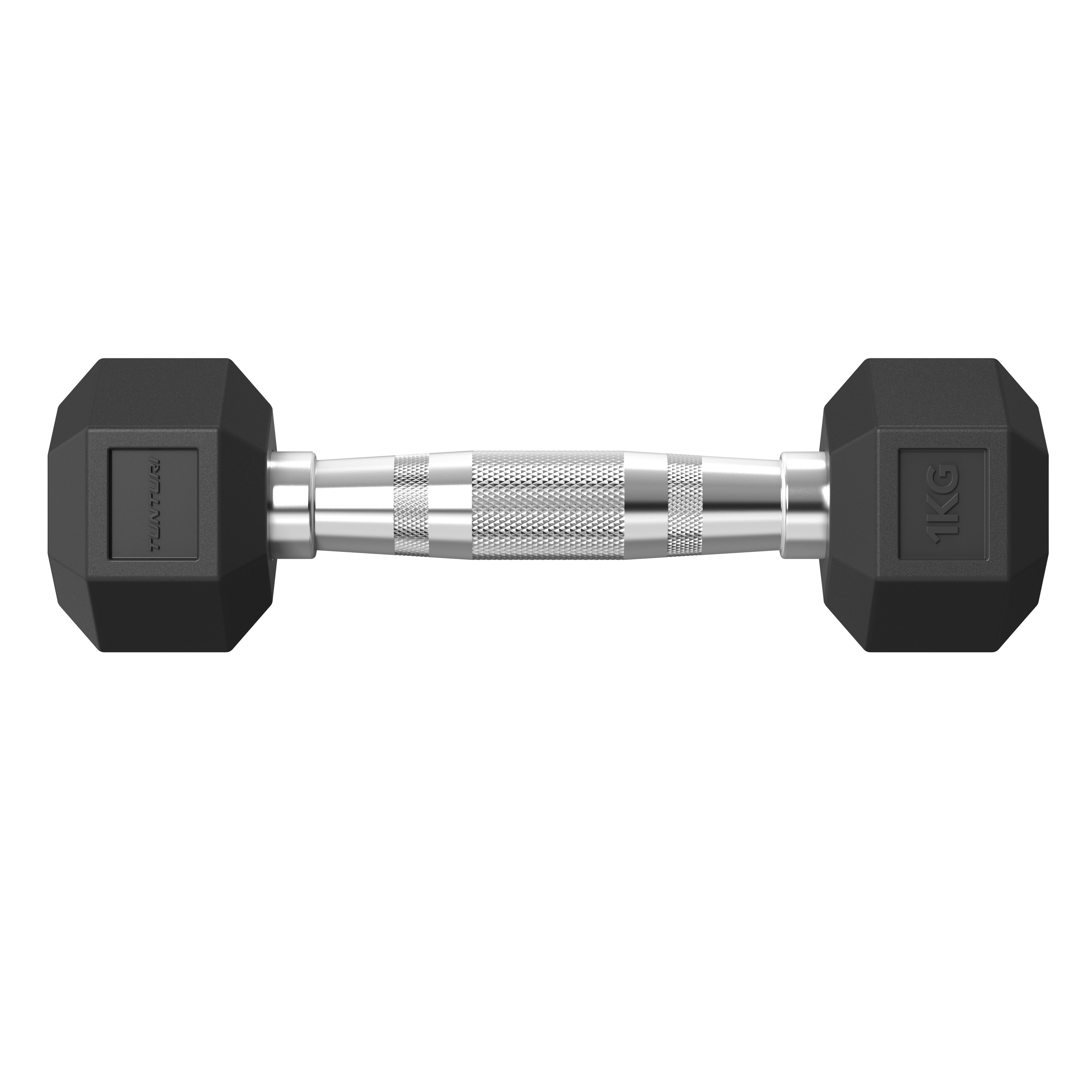 Tunturi Platinum Hex Rubber Dumbbell, 1kg, Pair afbeelding 2