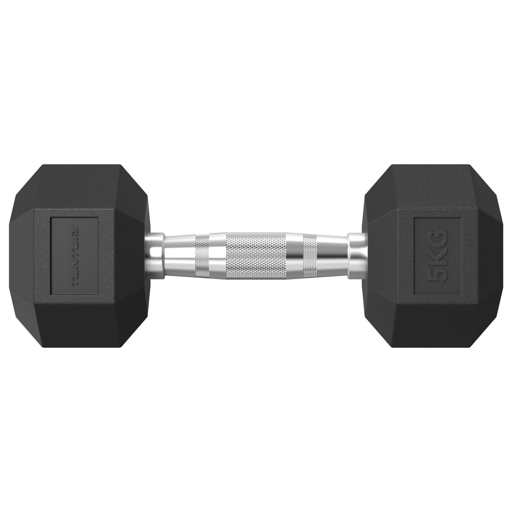 Tunturi Platinum Hex Rubber Dumbbell, 5kg, Pair afbeelding 2