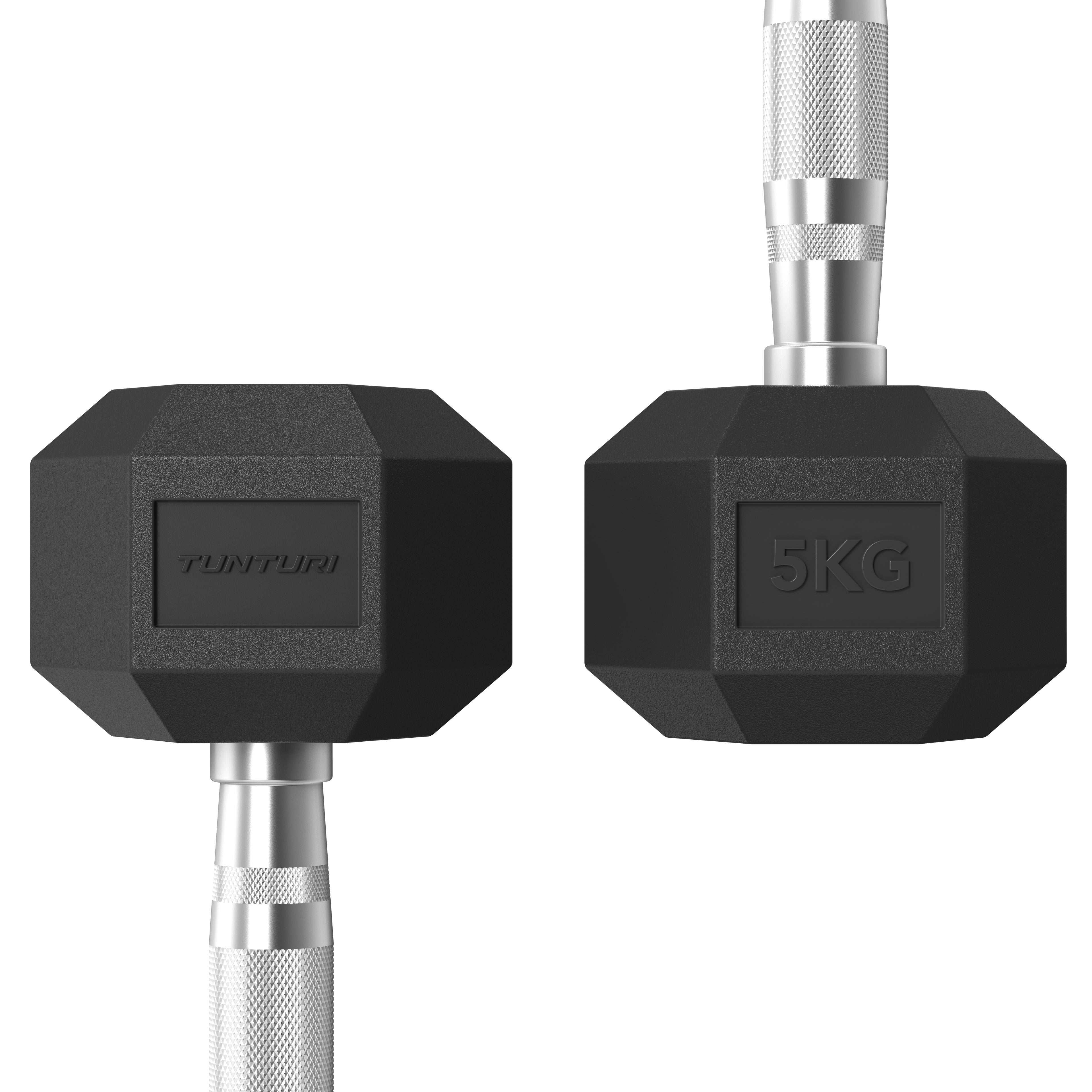 Tunturi Platinum Hex Rubber Dumbbell, 5kg, Pair afbeelding 3