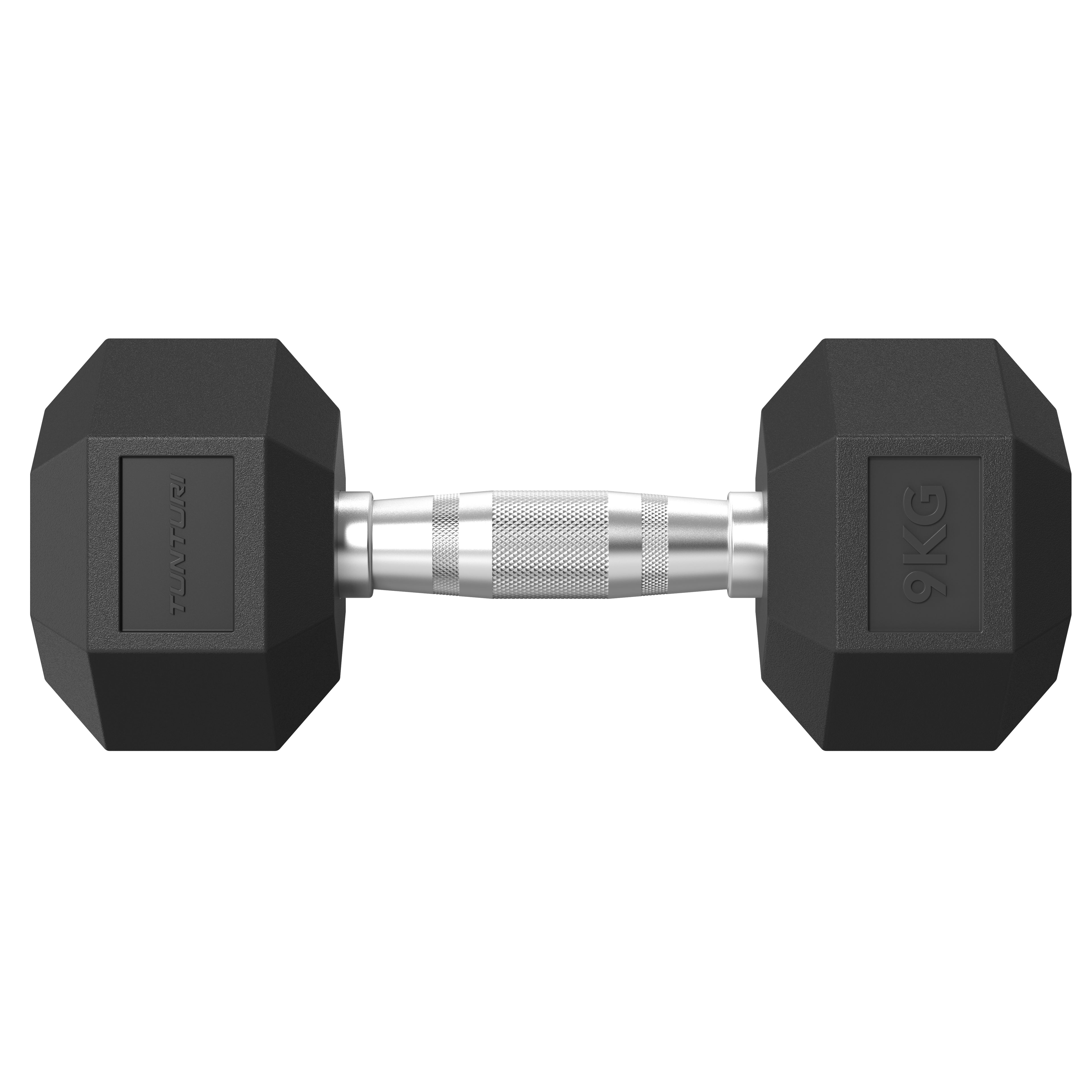 Tunturi Platinum Hex Rubber Dumbbell, 9kg afbeelding 2