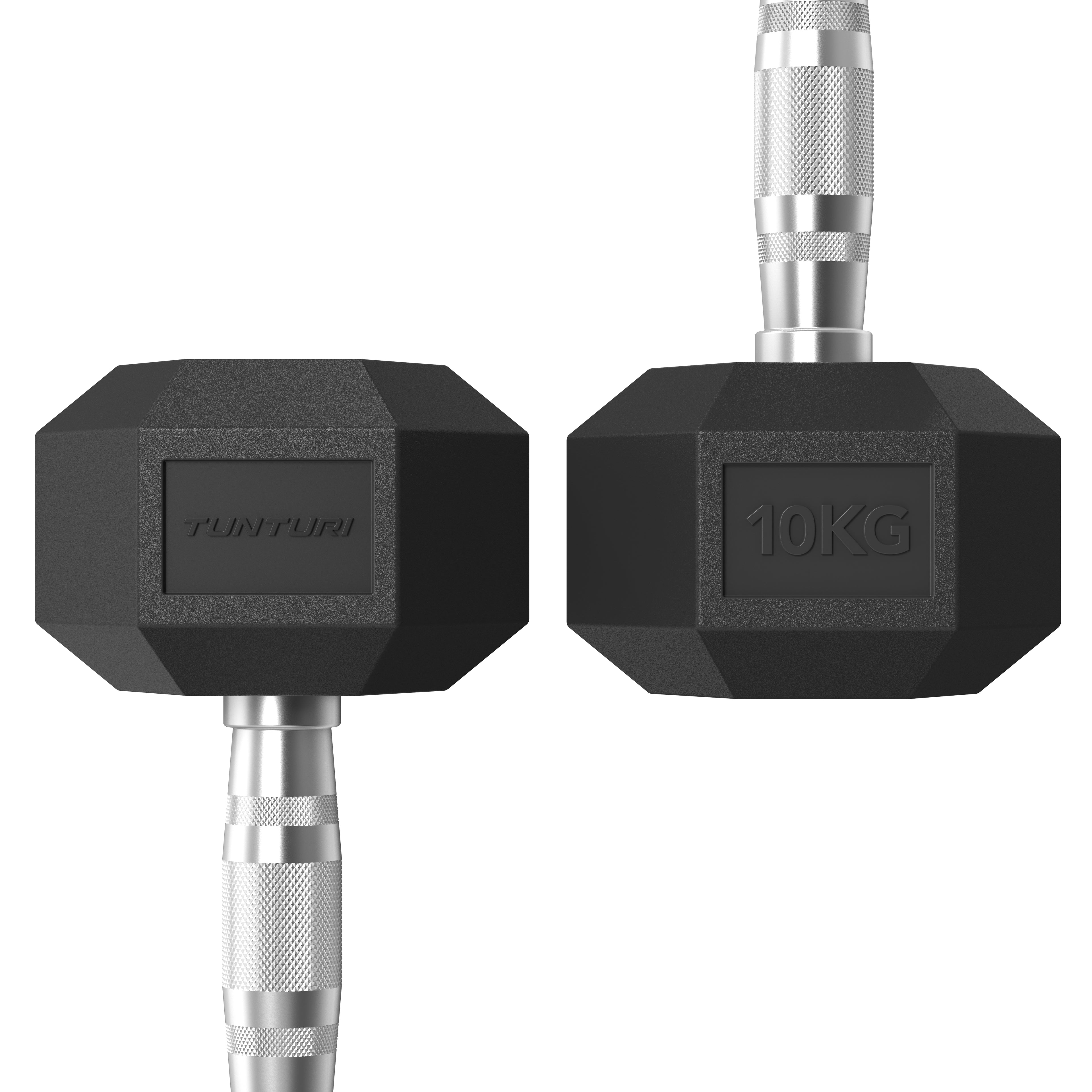 Tunturi Platinum Hex Rubber Dumbbell, 10kg afbeelding 3
