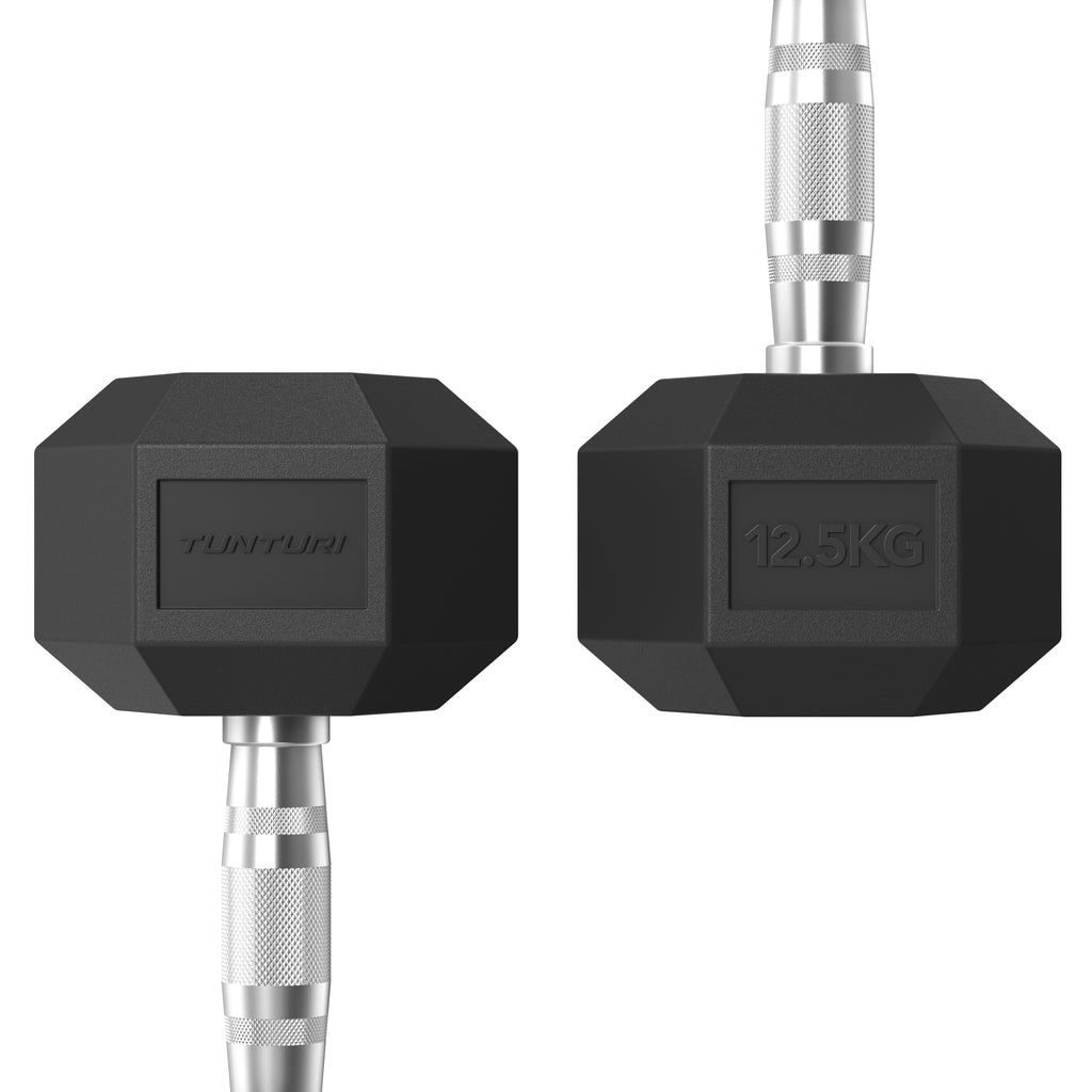 Tunturi Platinum Hex Rubber Dumbbell, 12.5kg afbeelding 3