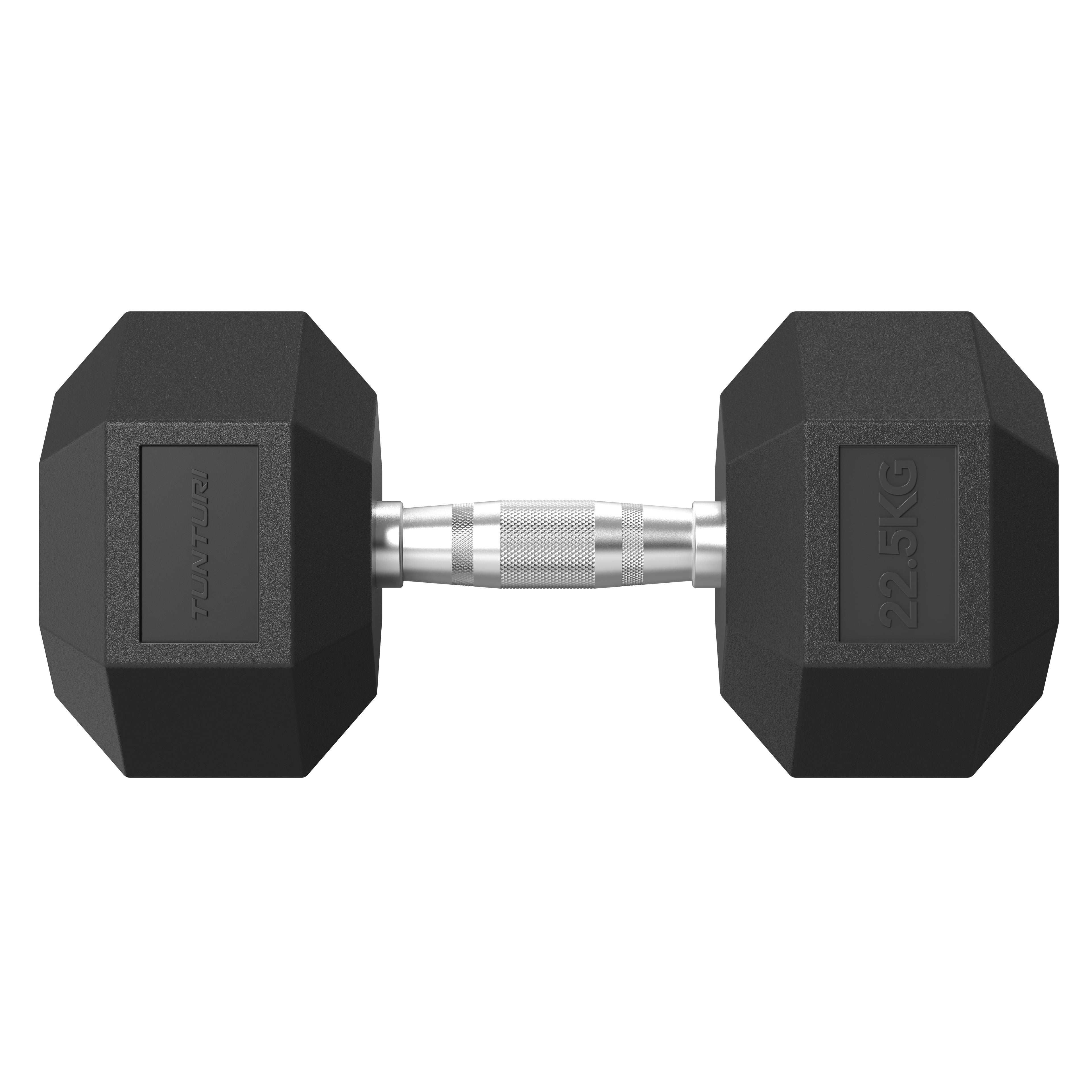 Tunturi Platinum Hex Rubber Dumbbell, 22.5kg afbeelding 2