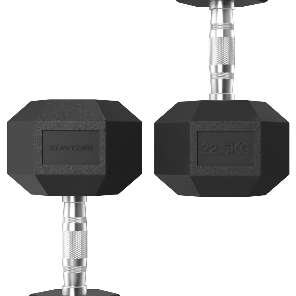 Tunturi Platinum Hex Rubber Dumbbell, 22.5kg afbeelding 3