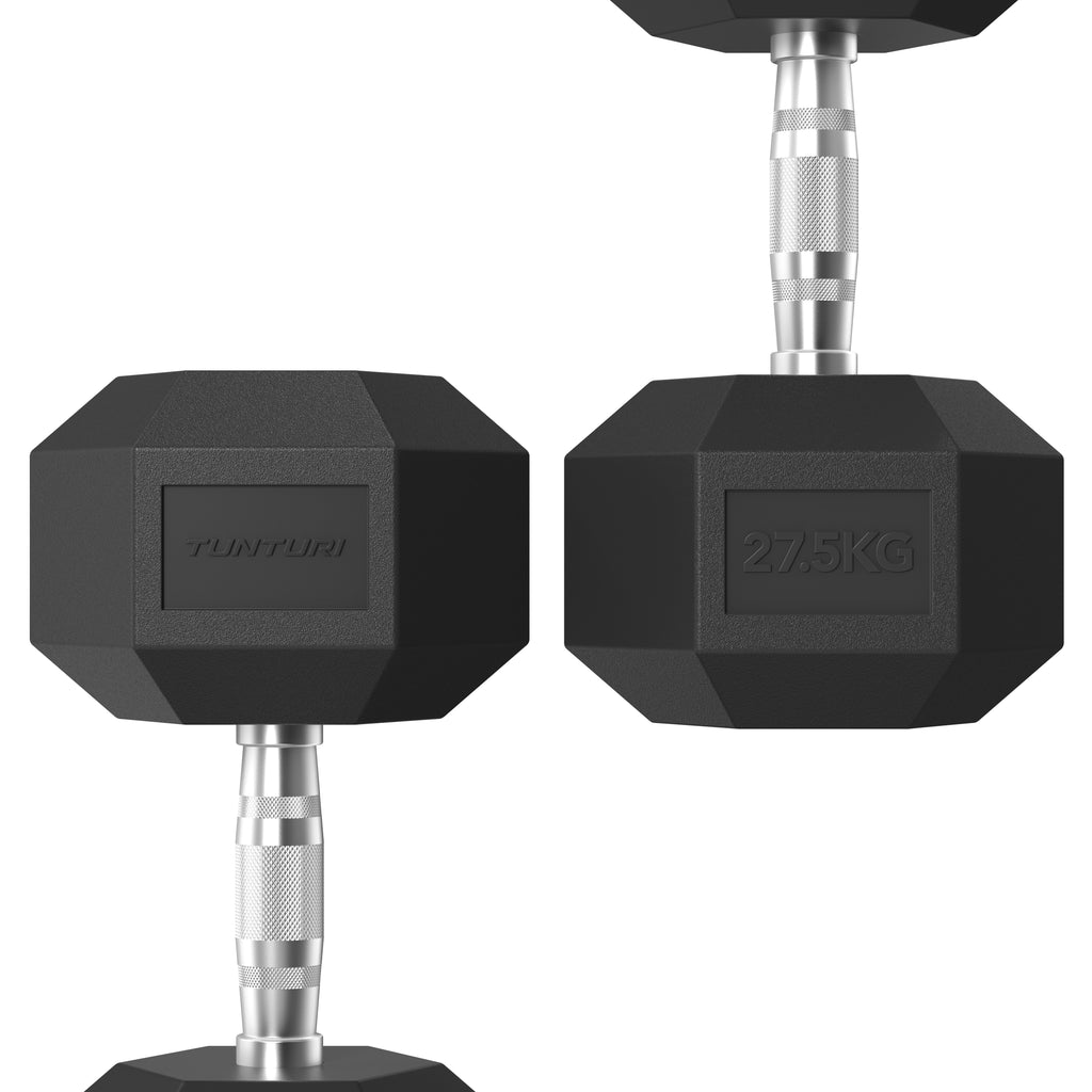 Tunturi Platinum Hex Rubber Dumbbell, 27.5kg afbeelding 3