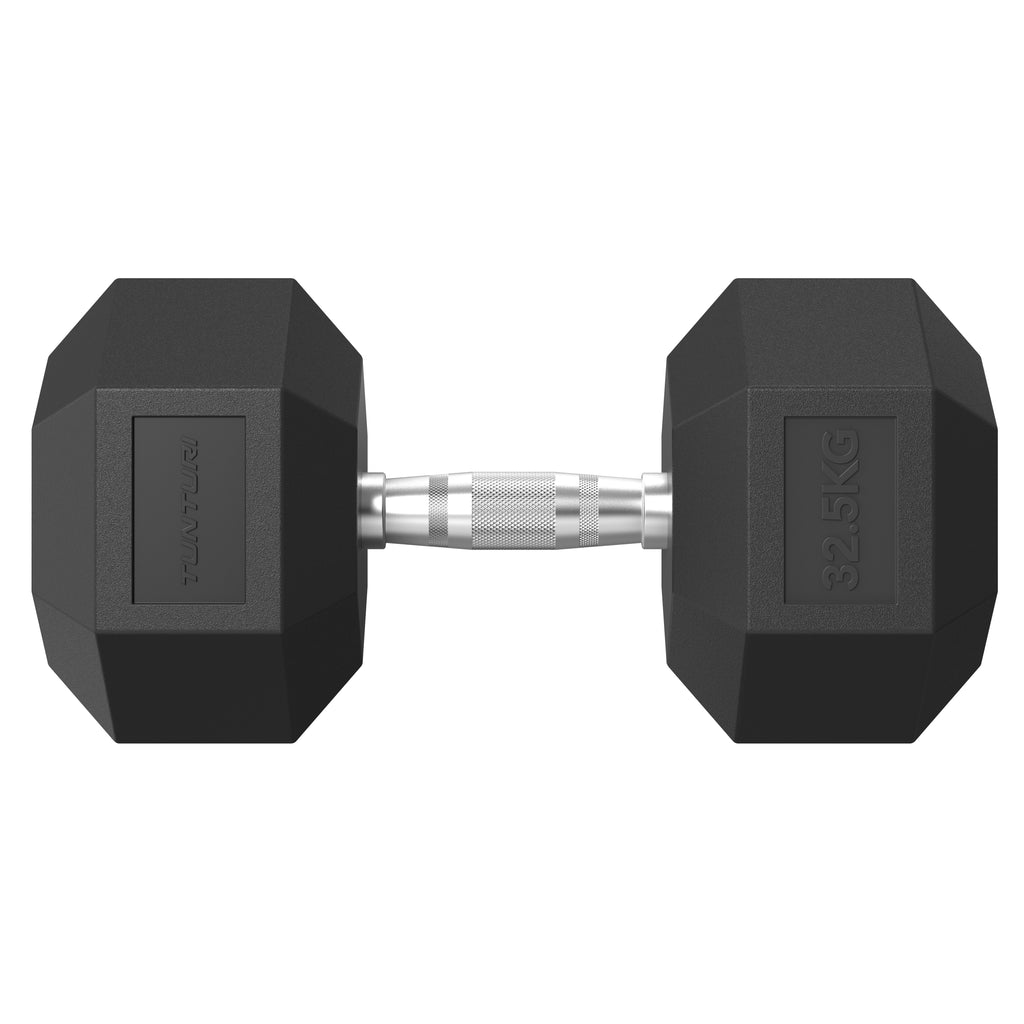 Tunturi Platinum Hex Rubber Dumbbell, 32.5kg afbeelding 2