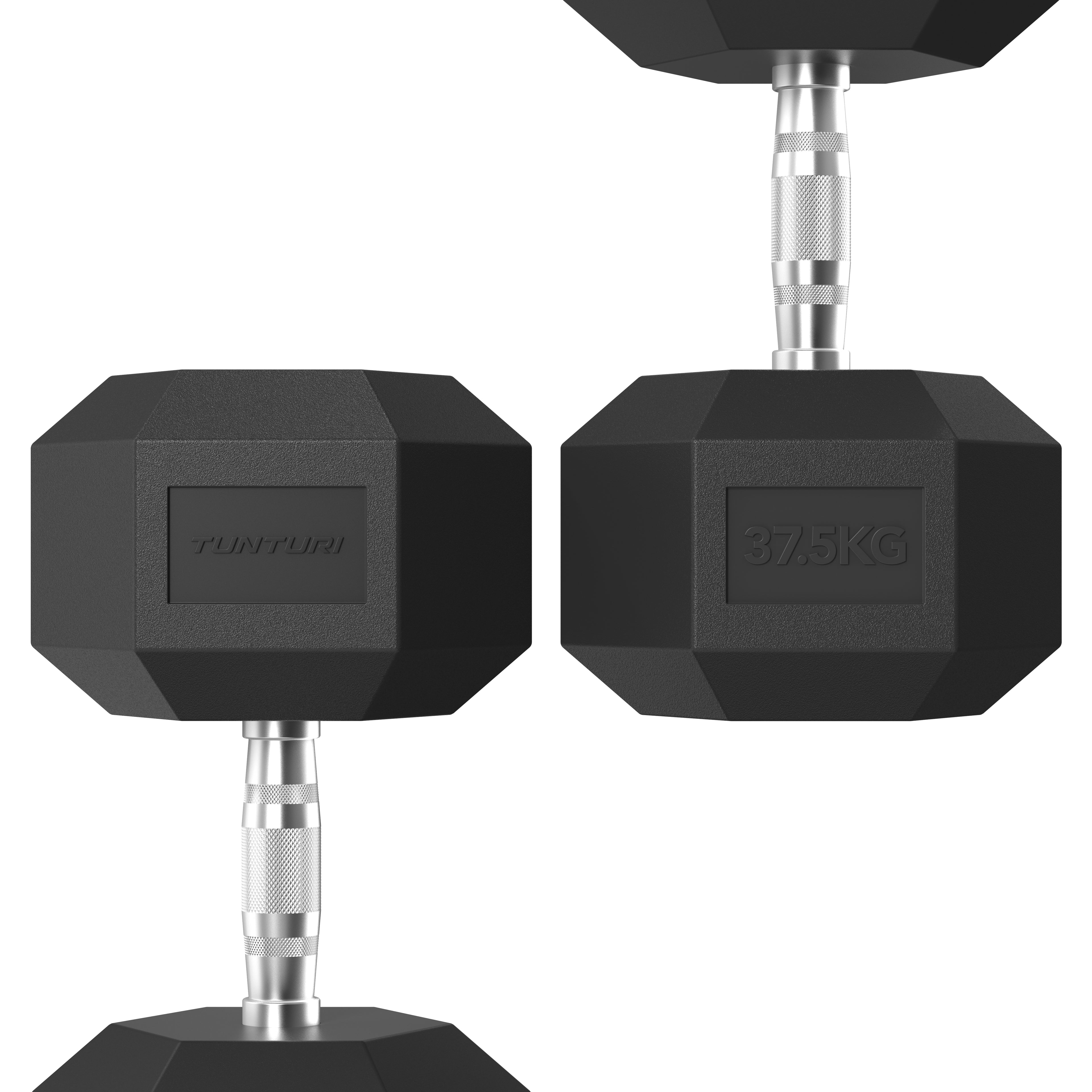 Tunturi Platinum Hex Rubber Dumbbell, 37.5kg afbeelding 3