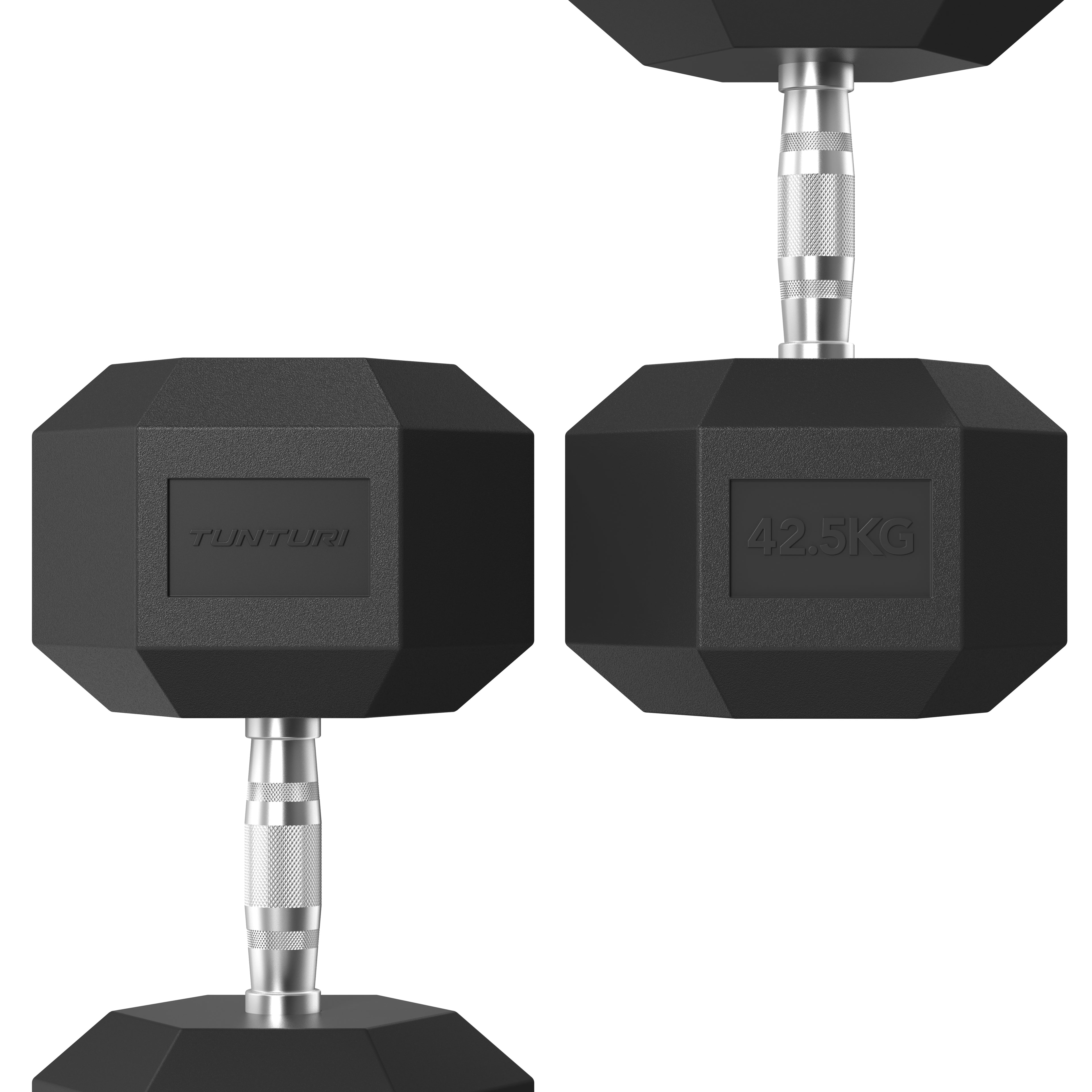 Tunturi Platinum Hex Rubber Dumbbell, 42.5kg afbeelding 3