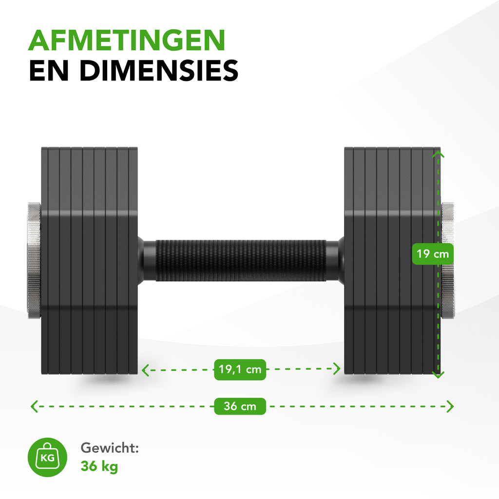 Tunturi Rapid Adjustable Dumbbell Set, 36kg, per piece afbeelding 5