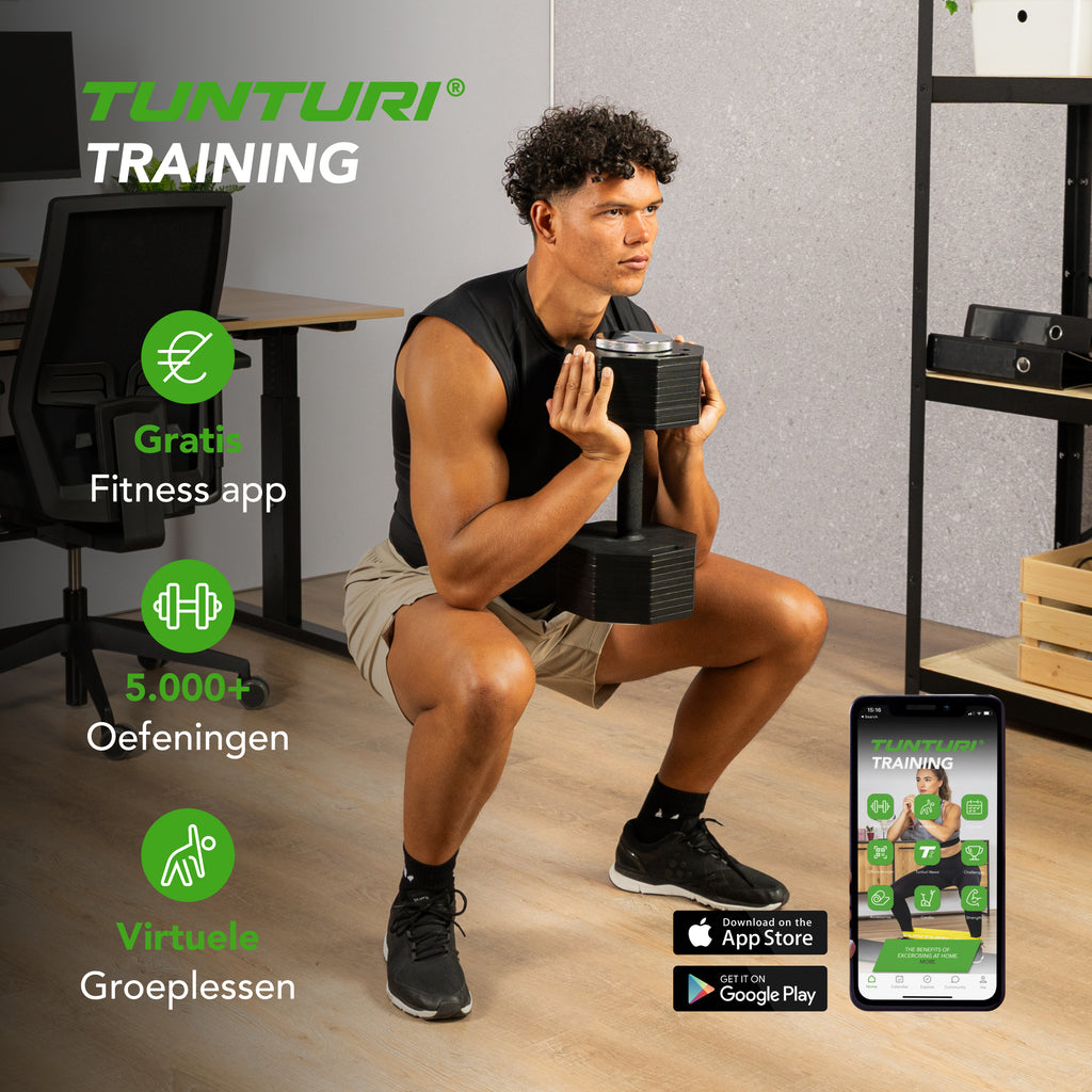 Tunturi Rapid Adjustable Dumbbell Set, 36kg, per piece afbeelding 10