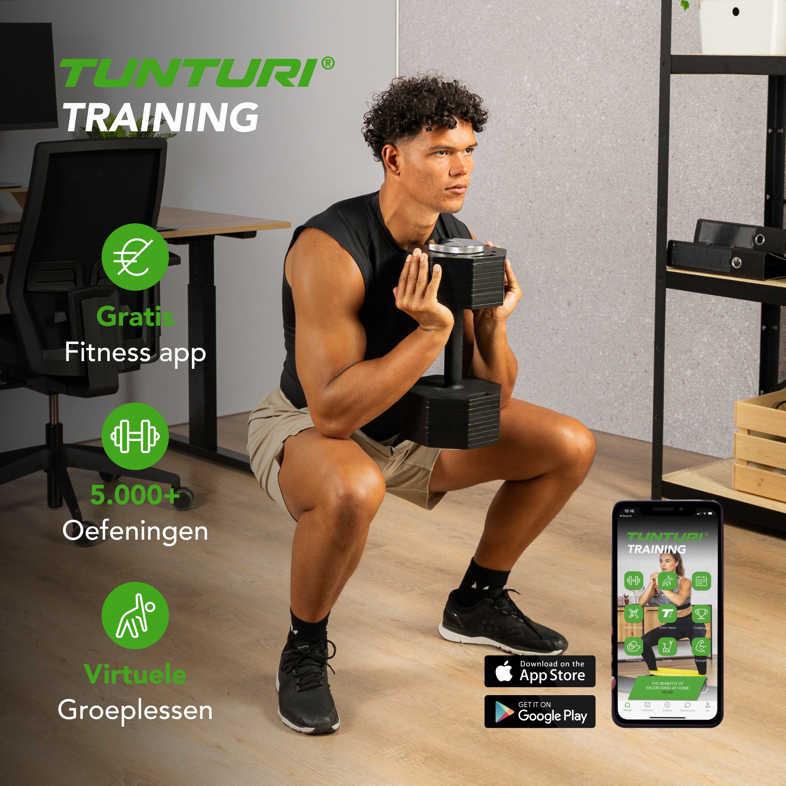 Tunturi Rapid Adjustable Dumbbell Set, 36kg, per piece afbeelding 10