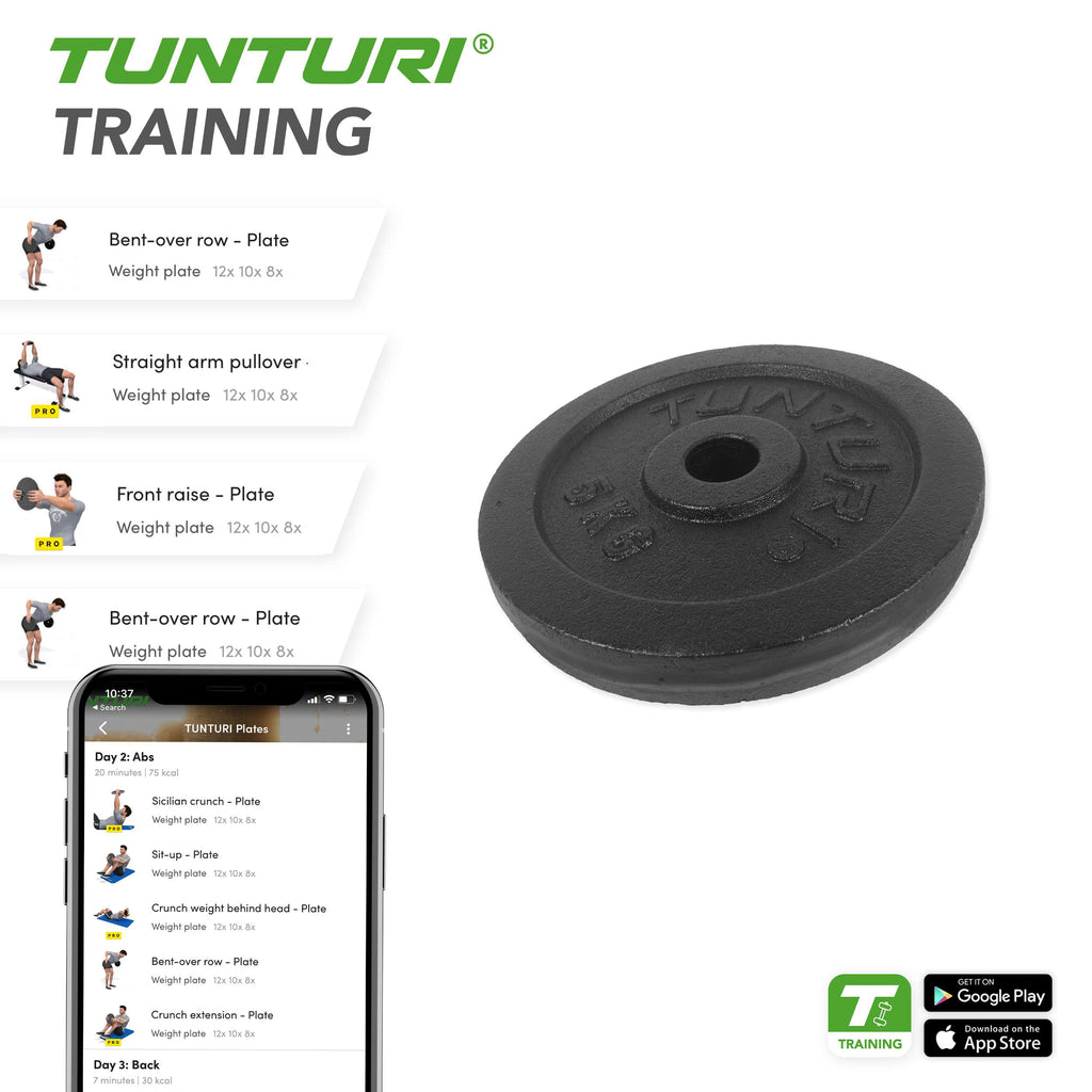 Tunturi Plate Black 5.0kg - Single afbeelding 3