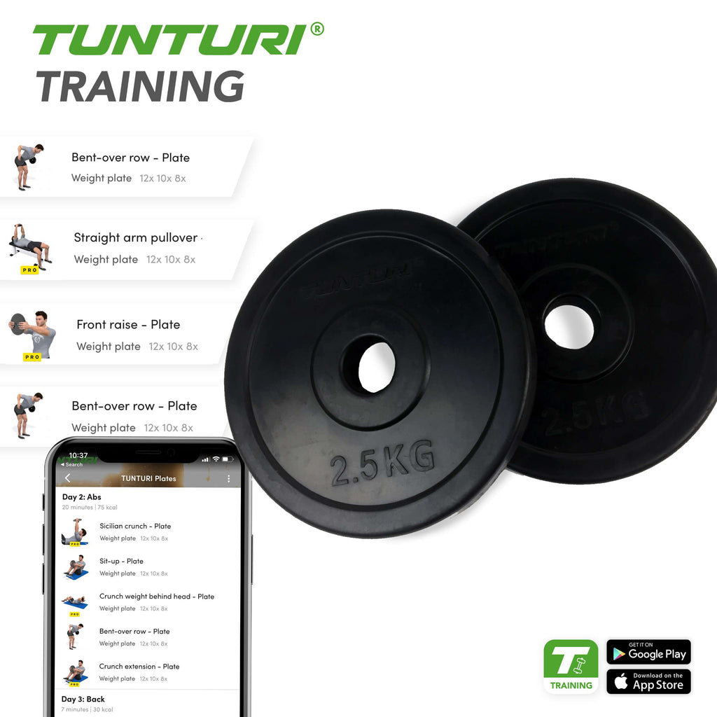 Tunturi Rubber Plates 2.5kg - Pair afbeelding 4