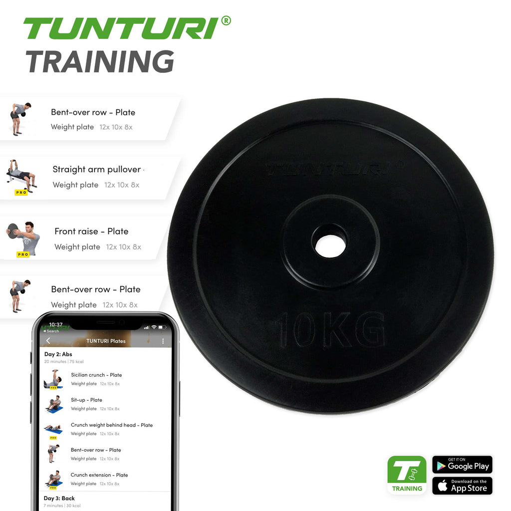 Tunturi Rubber Plate 10.0kg - Single afbeelding 3