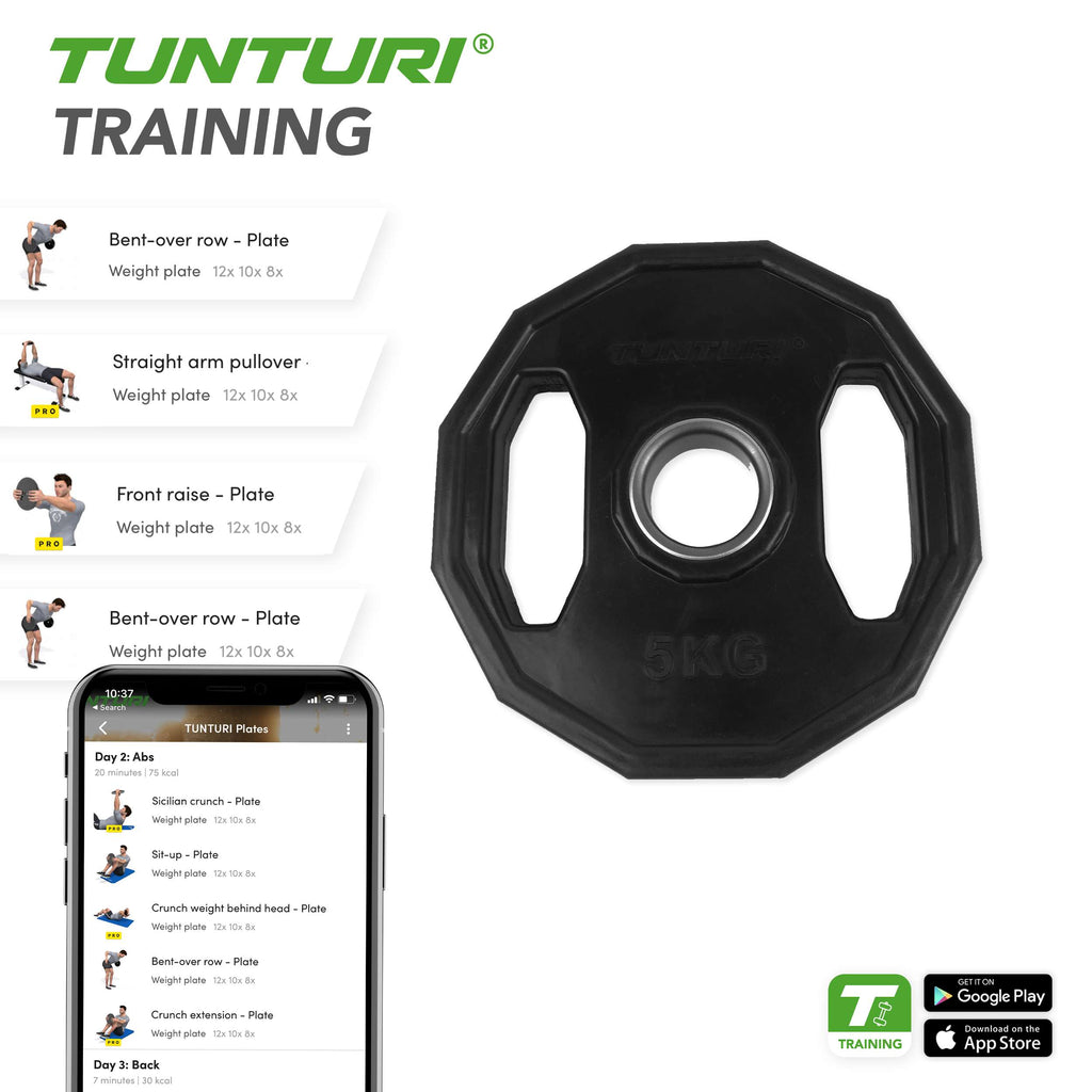 Tunturi Olympic Rubber Plate 5.0kg - Single afbeelding 3