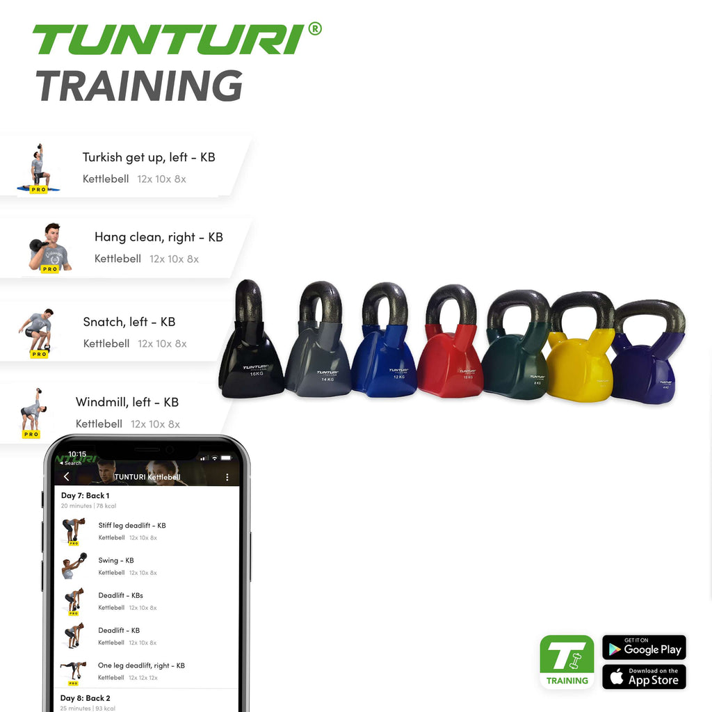 Tunturi Vinyl Kettlebell 14kg- Grey afbeelding 4