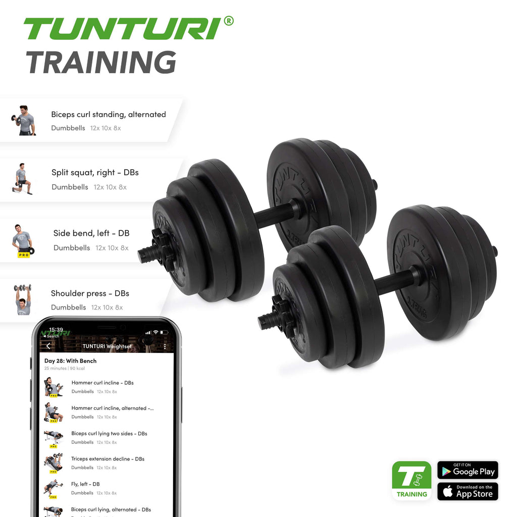 Tunturi Vinyl Dumbbellset 28kg afbeelding 3