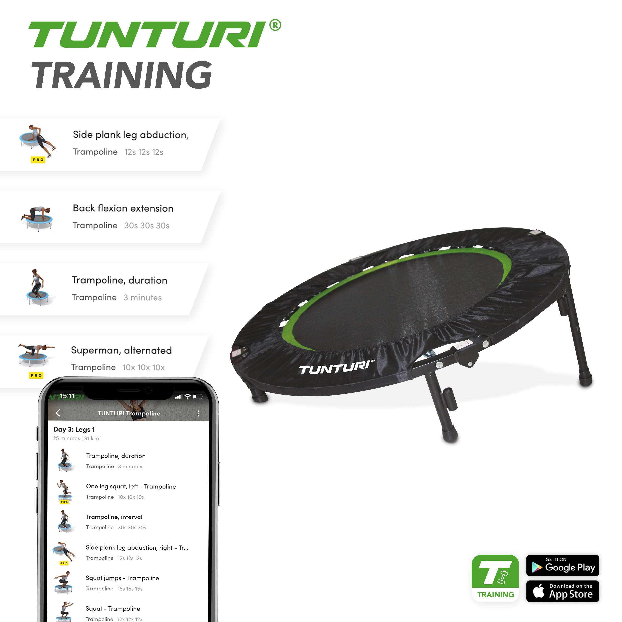 Tunturi 4-folding Fitness Trampoline afbeelding 4