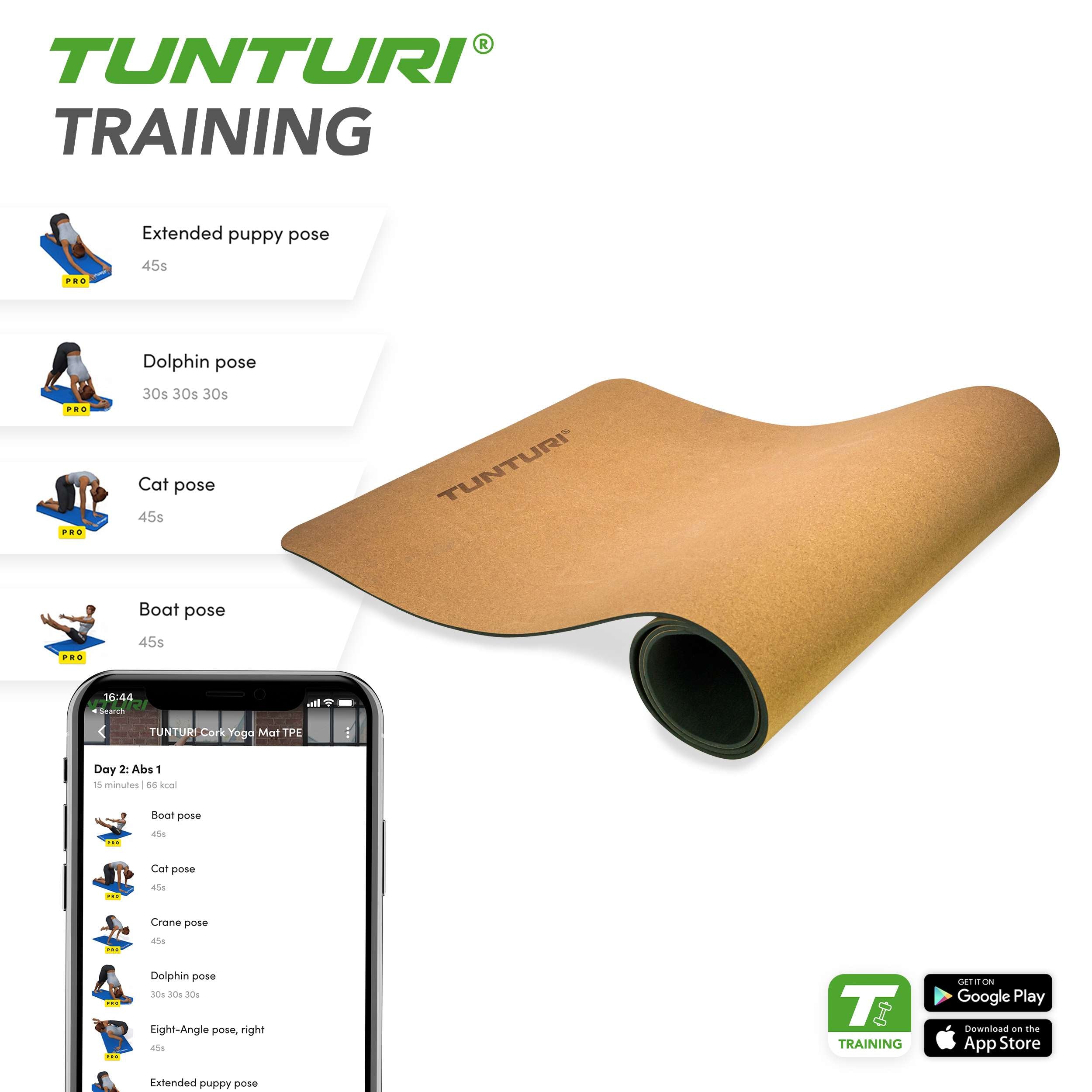 Tunturi Cork TPE Yoga Mat afbeelding 7