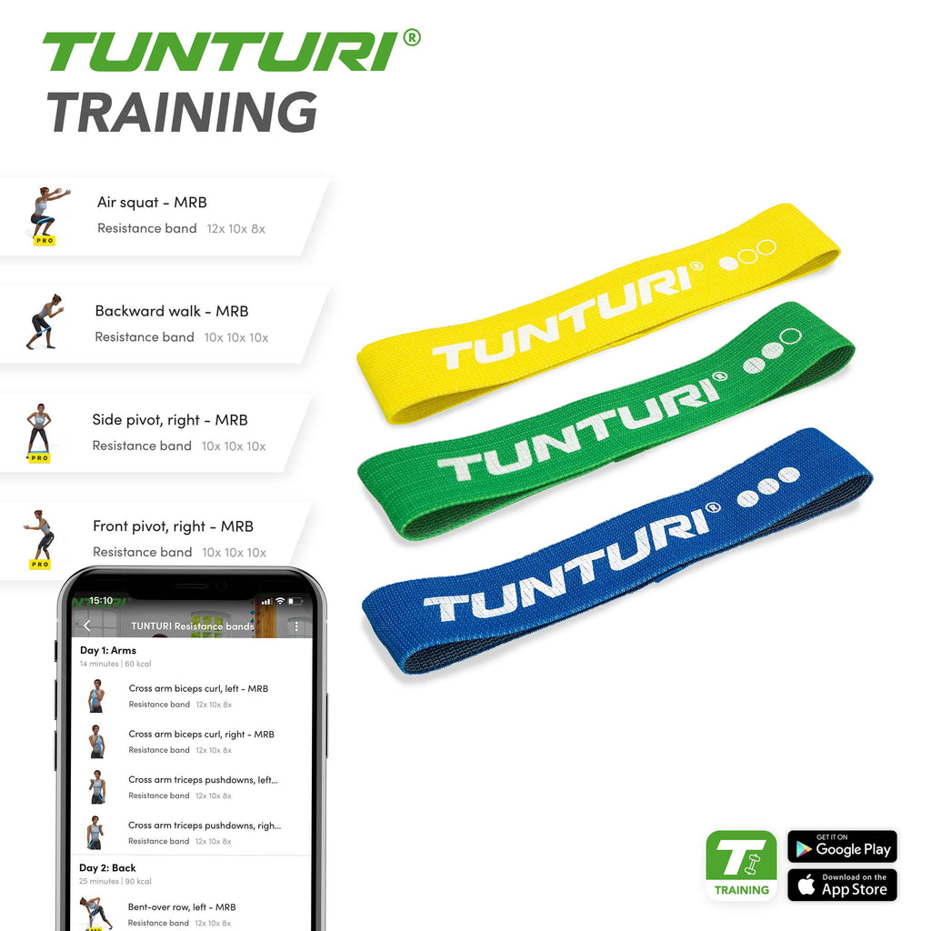 Tunturi Textile Resistance Band set, 3 Pieces afbeelding 4