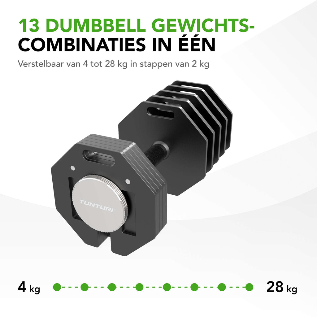 Tunturi Rapid Adjustable Dumbbell Set, 28kg, per piece afbeelding 7