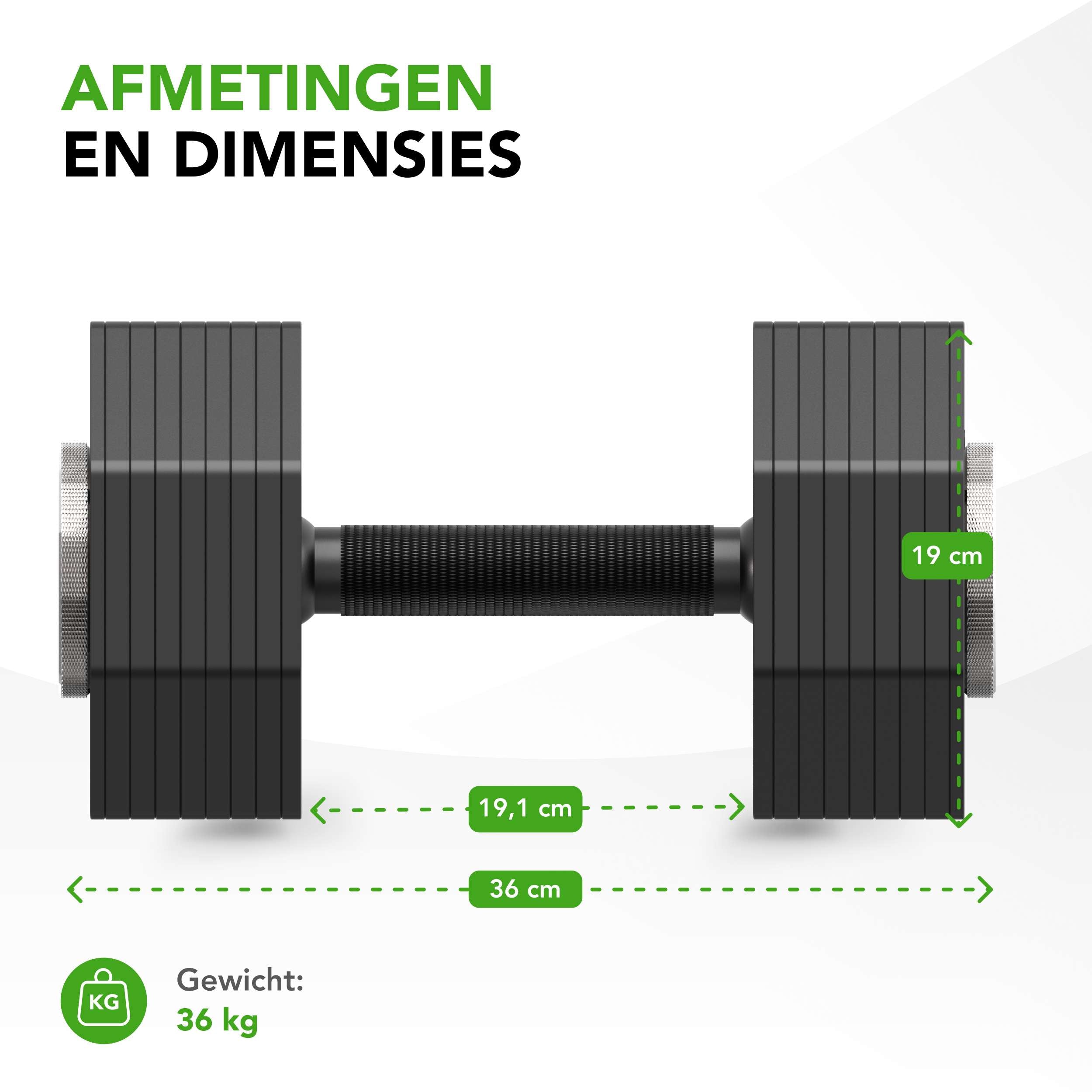 Tunturi Rapid Adjustable Dumbbell Set, 36kg, per piece afbeelding 5